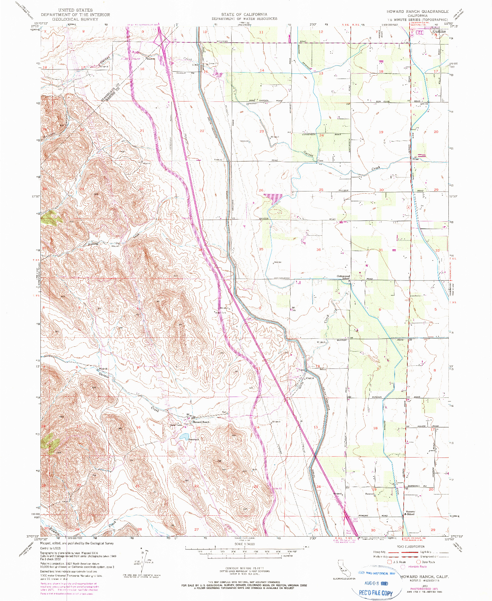 USGS 1:24000-SCALE QUADRANGLE FOR HOWARD RANCH, CA 1953