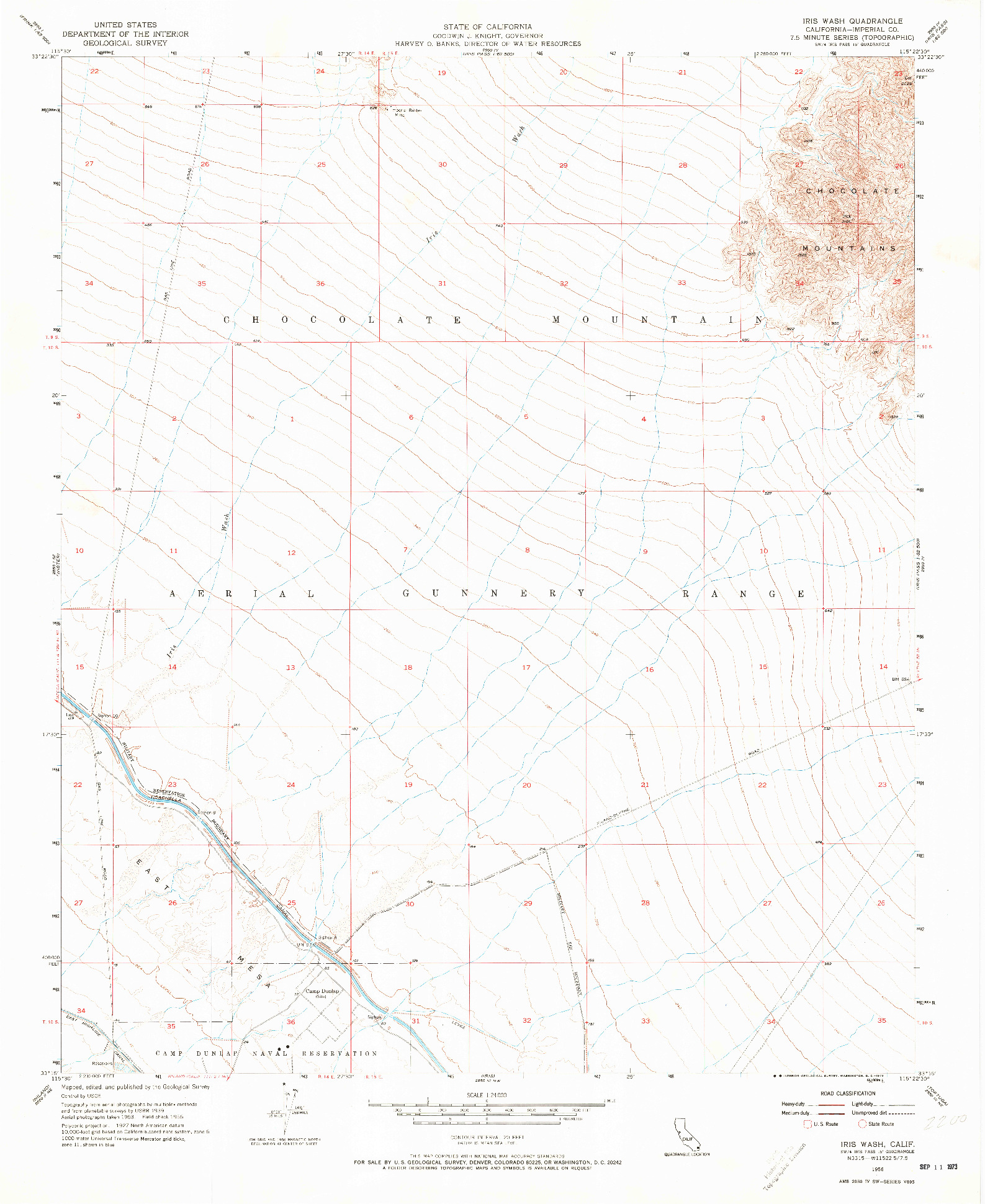 USGS 1:24000-SCALE QUADRANGLE FOR IRIS WASH, CA 1956