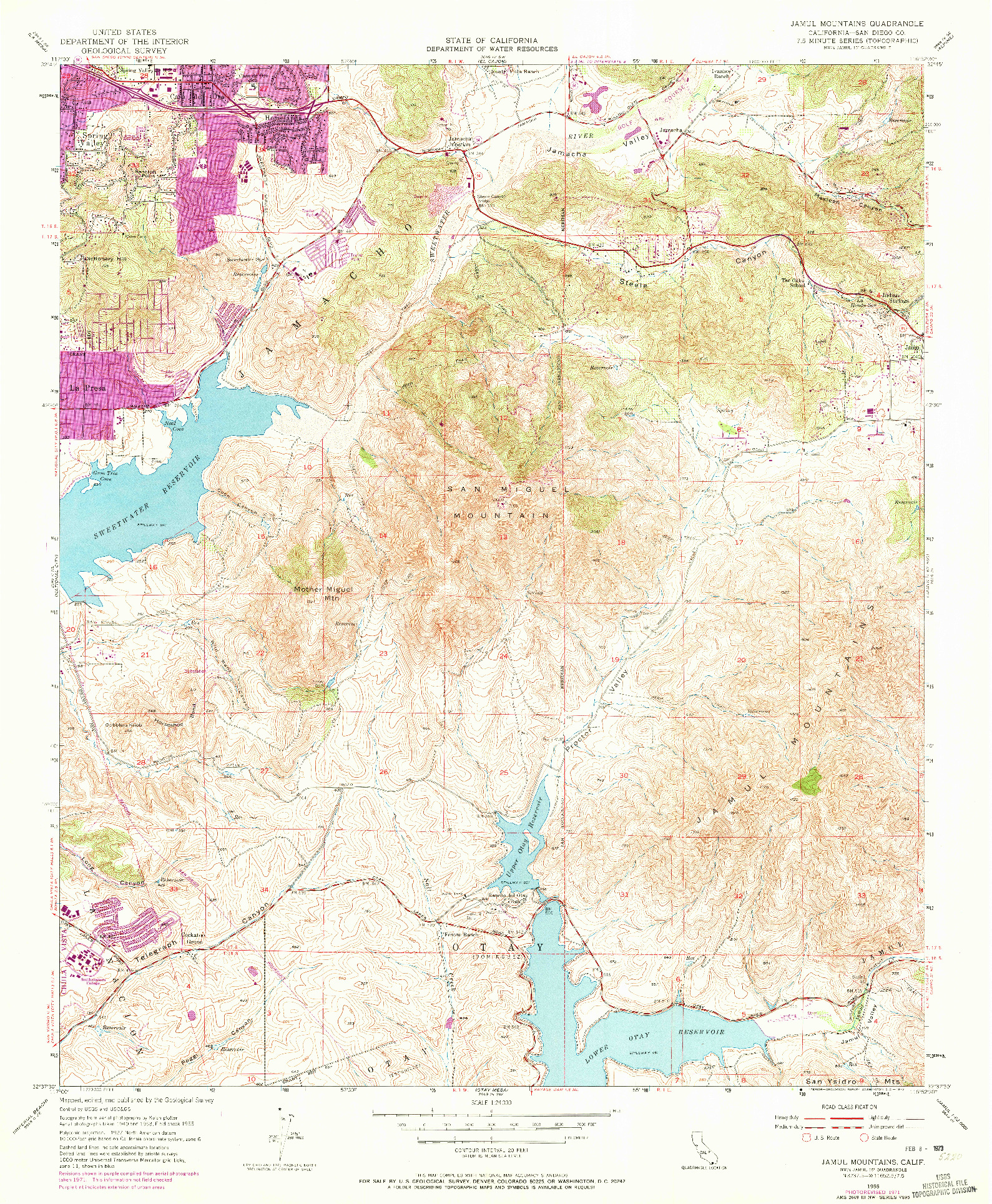 USGS 1:24000-SCALE QUADRANGLE FOR JAMUL MOUNTAINS, CA 1955