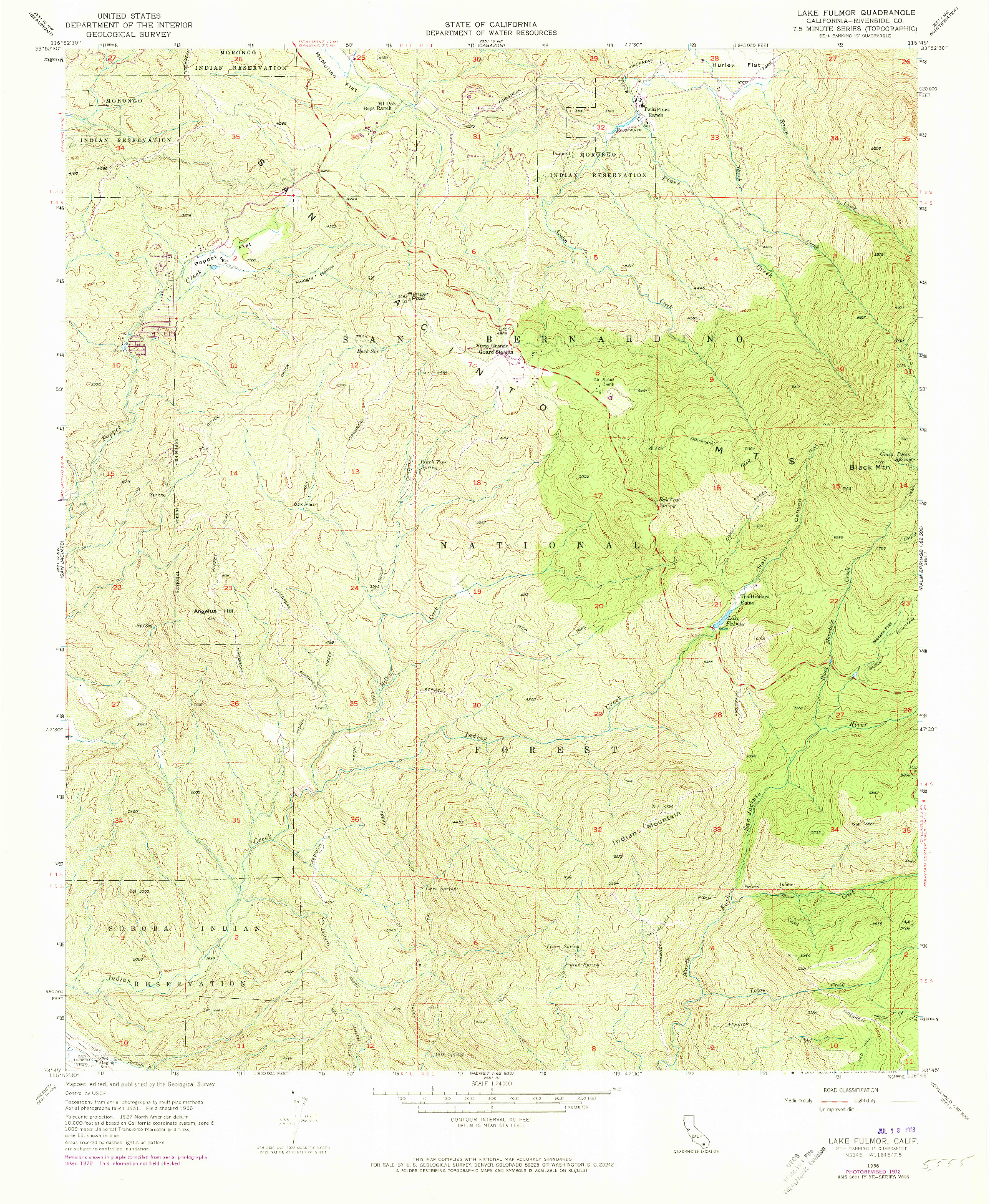 USGS 1:24000-SCALE QUADRANGLE FOR LAKE FULMOR, CA 1956