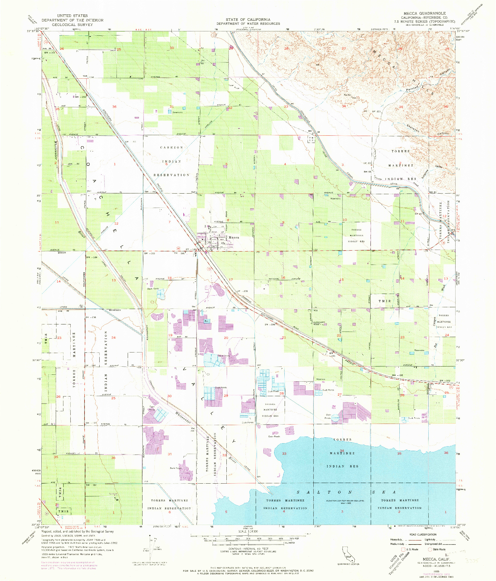 USGS 1:24000-SCALE QUADRANGLE FOR MECCA, CA 1955