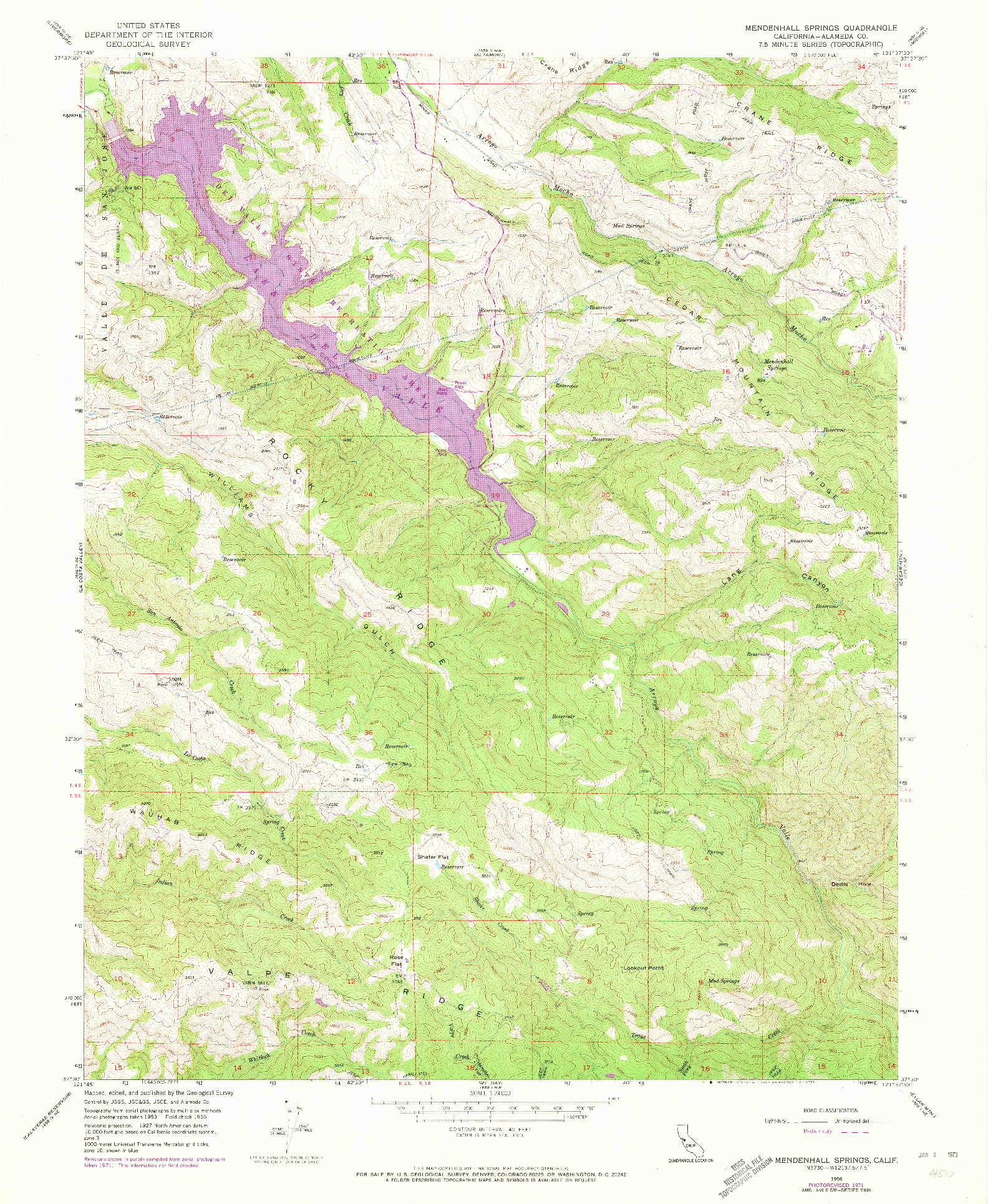 USGS 1:24000-SCALE QUADRANGLE FOR MENDENHALL SPRINGS, CA 1956