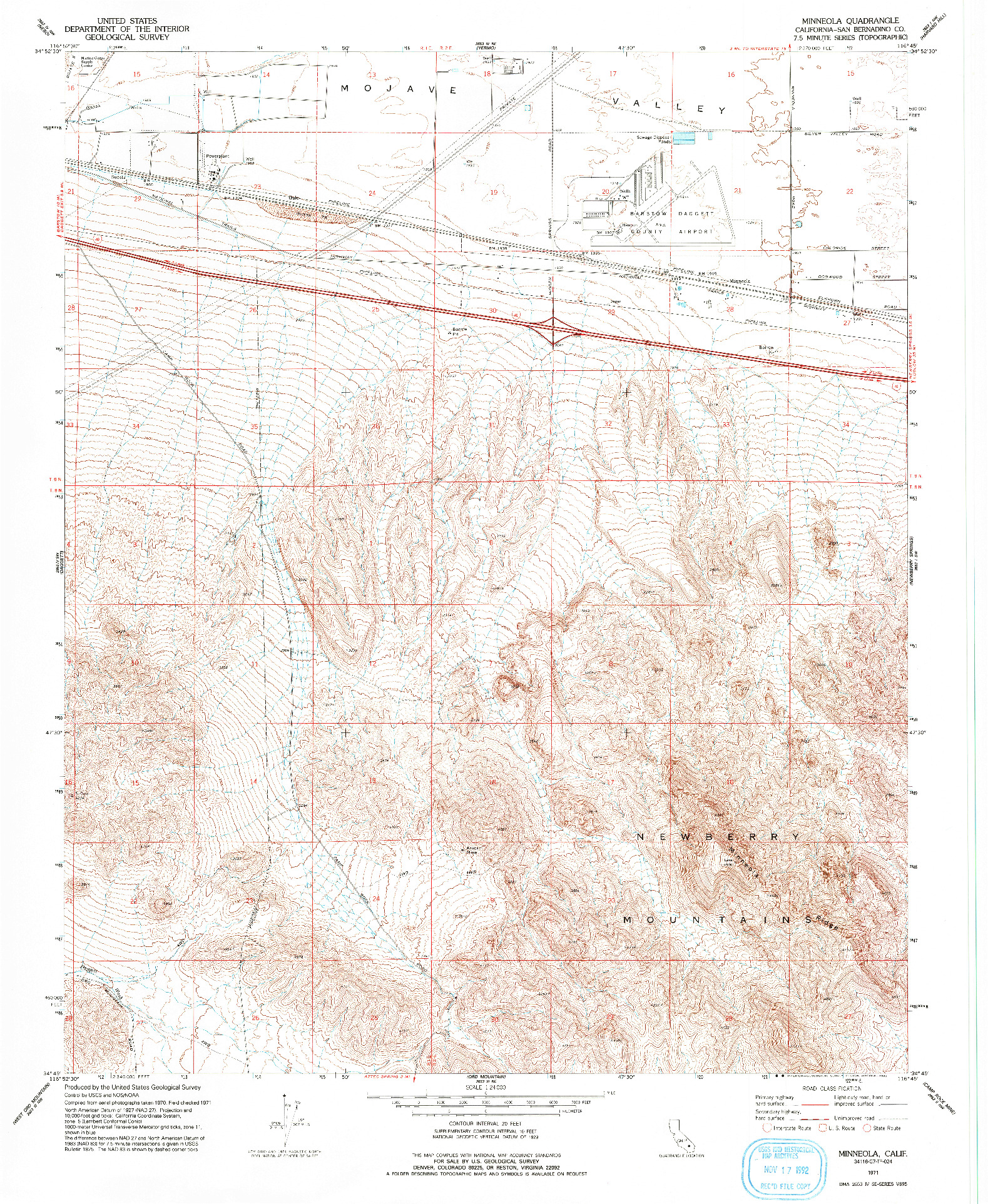 USGS 1:24000-SCALE QUADRANGLE FOR MINNEOLA, CA 1971