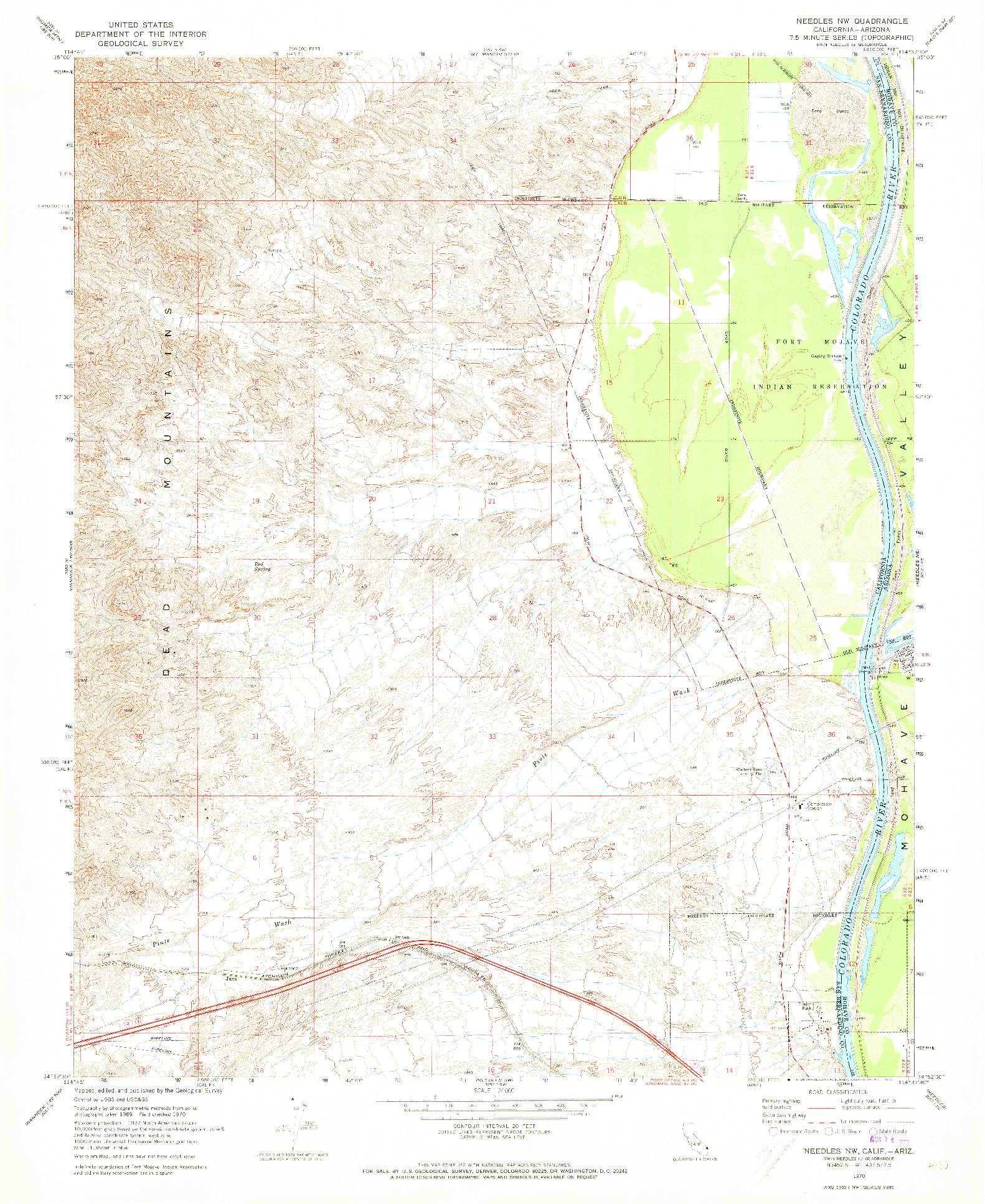 USGS 1:24000-SCALE QUADRANGLE FOR NEEDLES NW, CA 1970