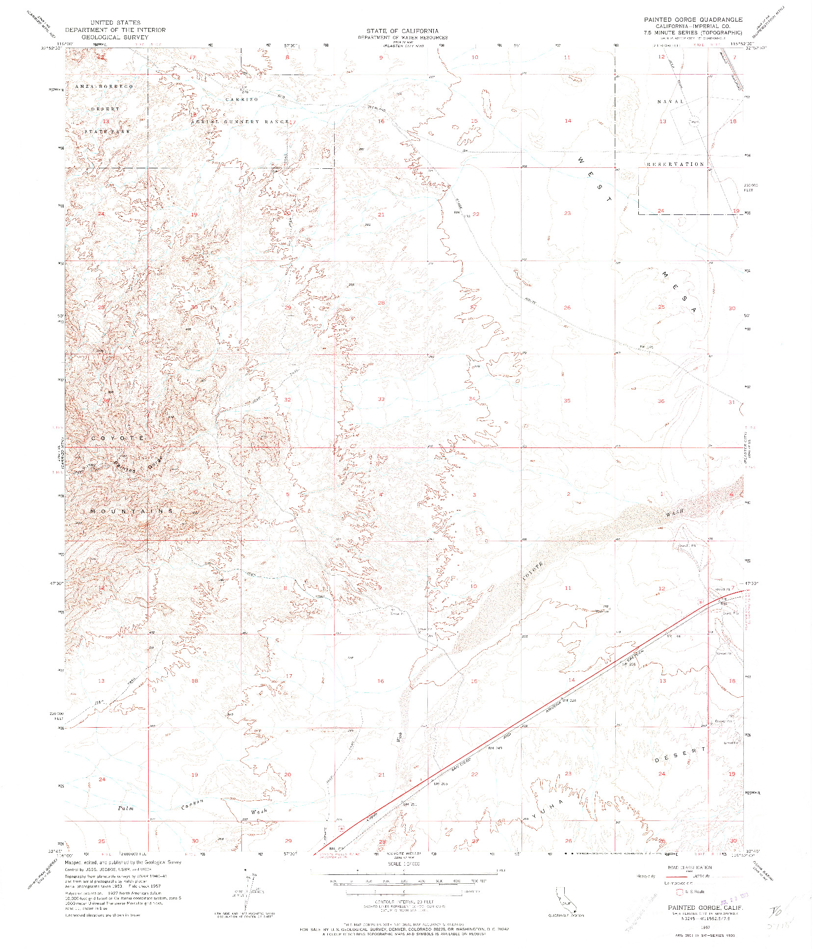 USGS 1:24000-SCALE QUADRANGLE FOR PAINTED GORGE, CA 1957