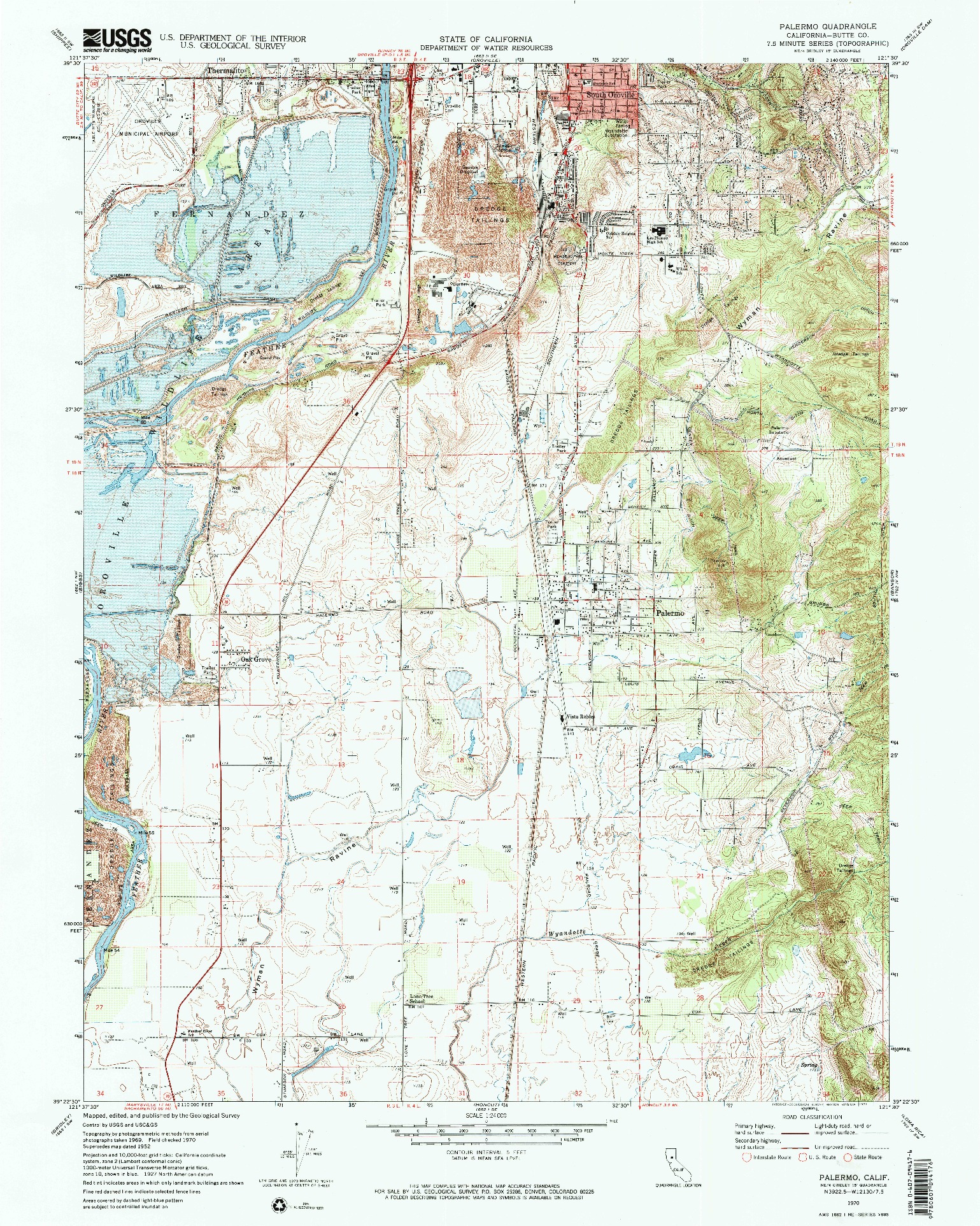 USGS 1:24000-SCALE QUADRANGLE FOR PALERMO, CA 1970