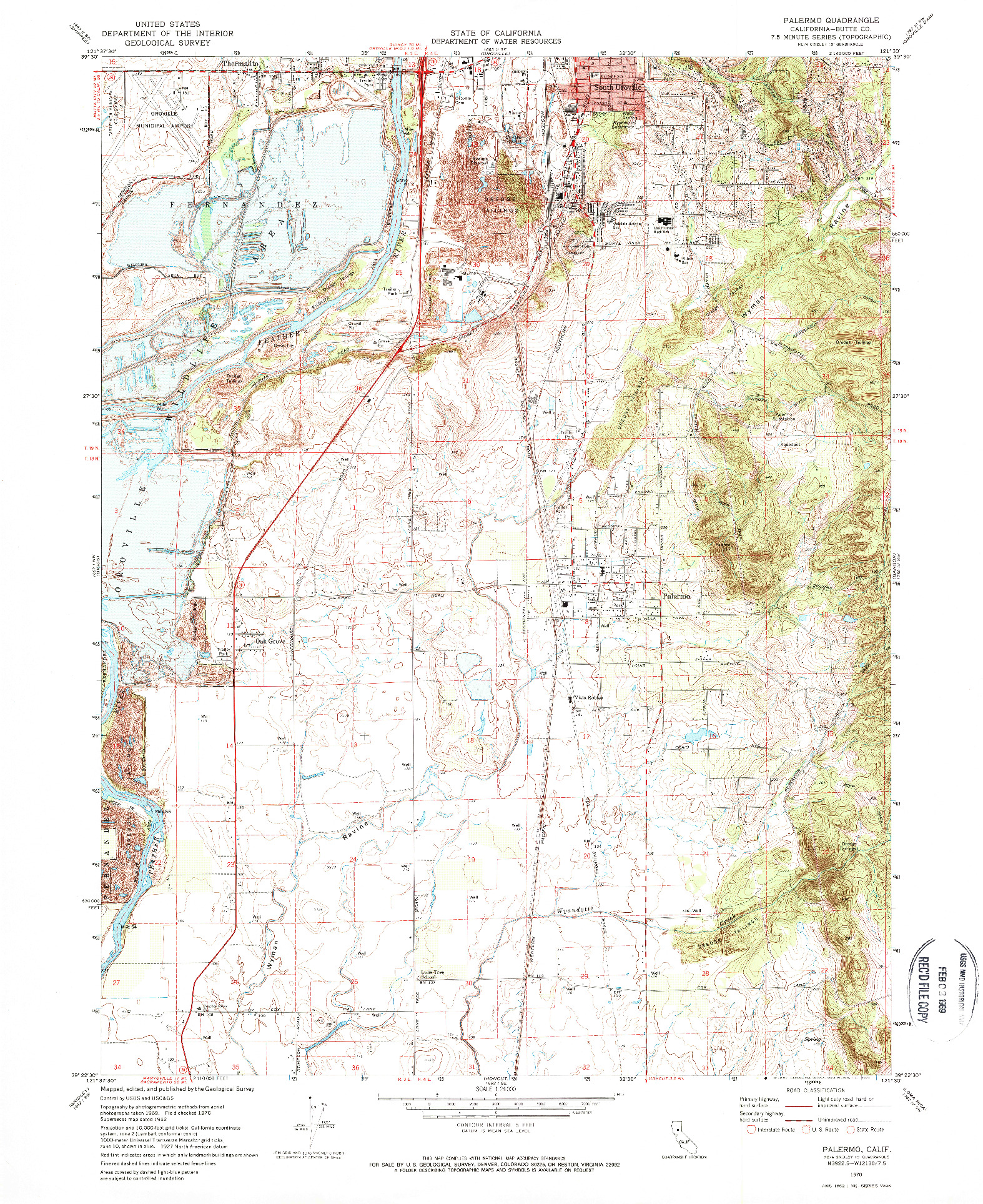 USGS 1:24000-SCALE QUADRANGLE FOR PALERMO, CA 1970