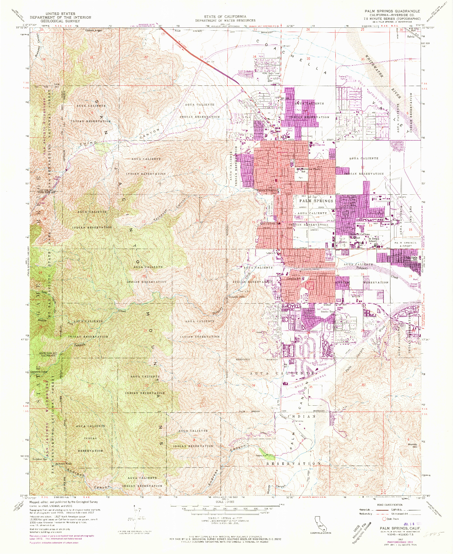 USGS 1:24000-SCALE QUADRANGLE FOR PALM SPRINGS, CA 1957