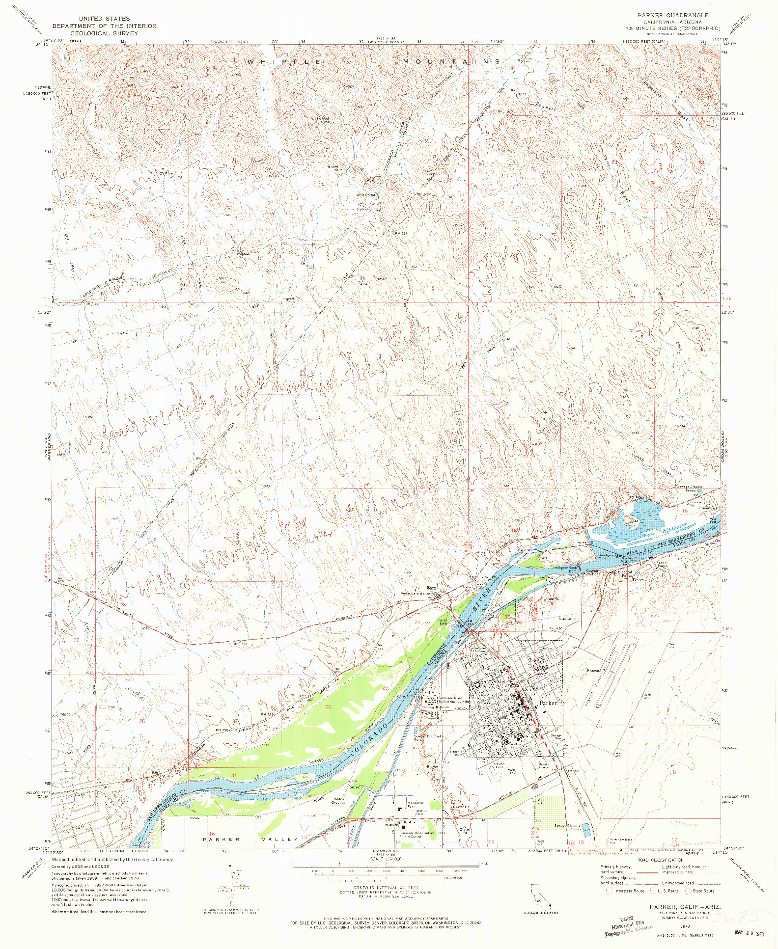 USGS 1:24000-SCALE QUADRANGLE FOR PARKER, CA 1970
