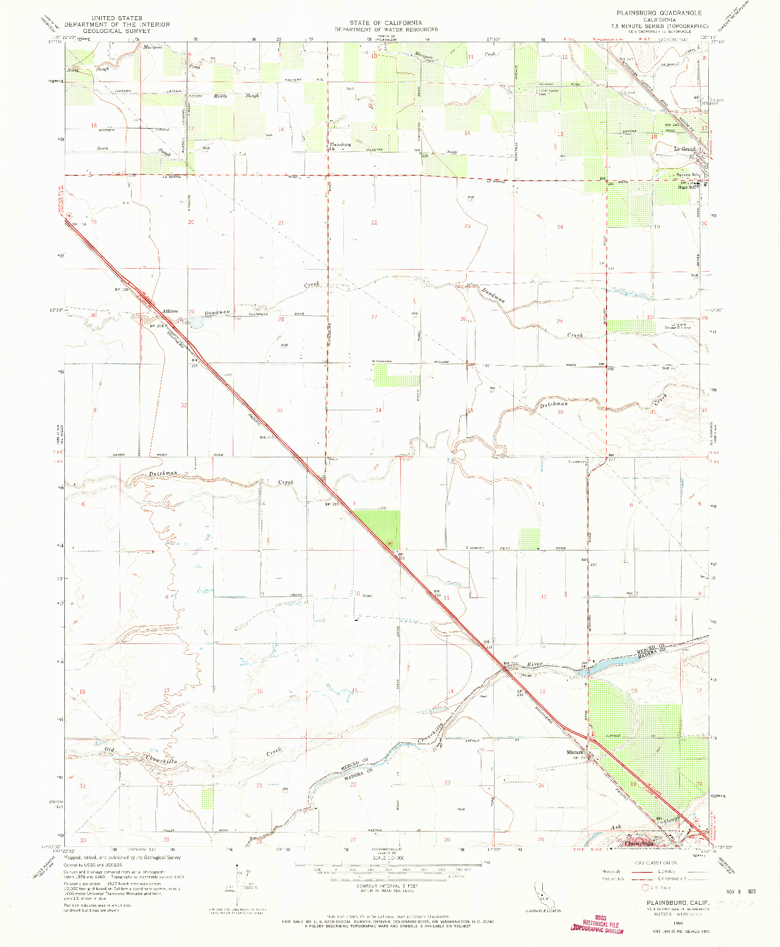 USGS 1:24000-SCALE QUADRANGLE FOR PLAINSBURG, CA 1960