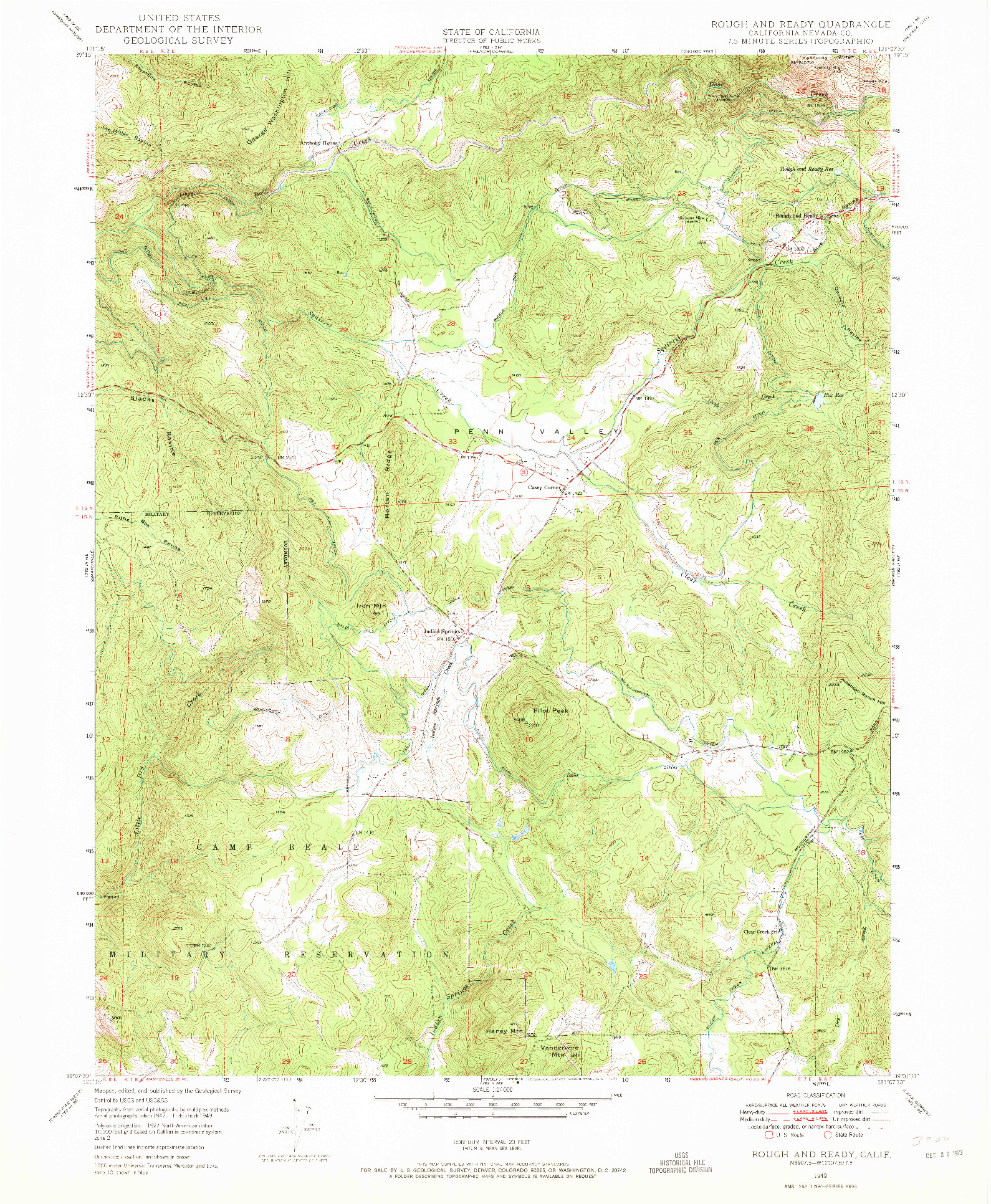 USGS 1:24000-SCALE QUADRANGLE FOR ROUGH AND READY, CA 1949