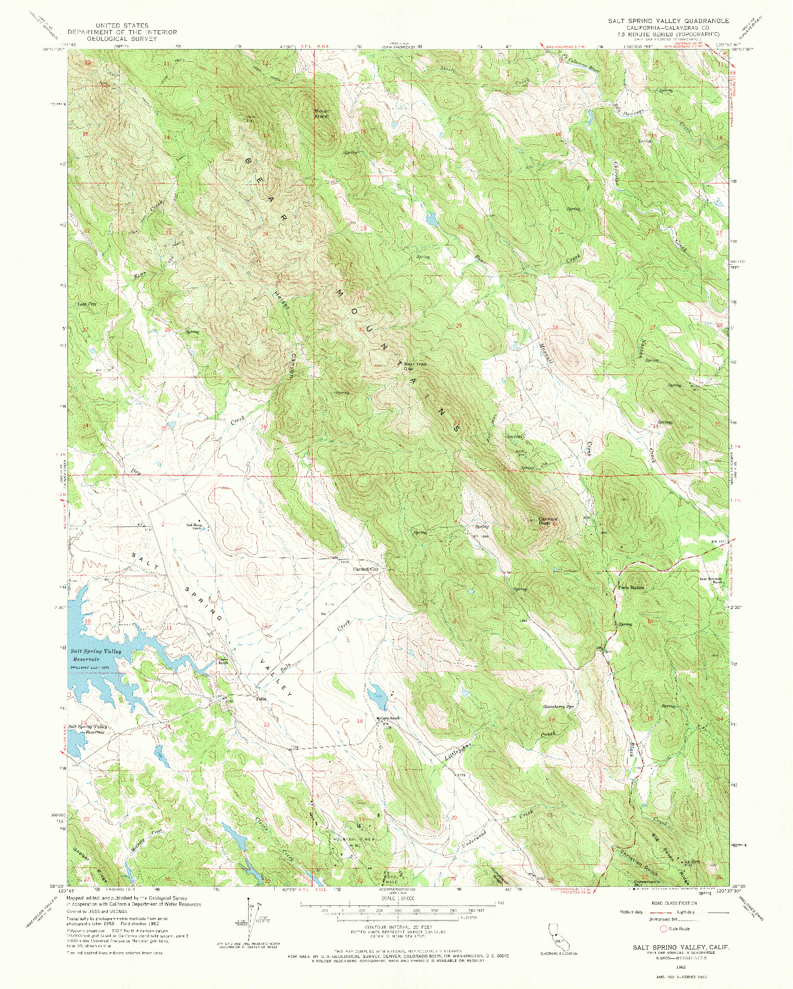 USGS 1:24000-SCALE QUADRANGLE FOR SALT SPRING VALLEY, CA 1962