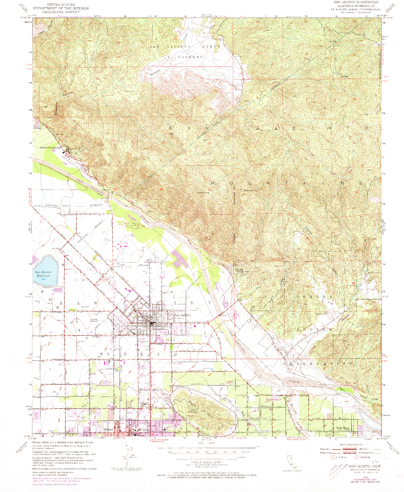 USGS 1:24000-SCALE QUADRANGLE FOR SAN JACINTO, CA 1953