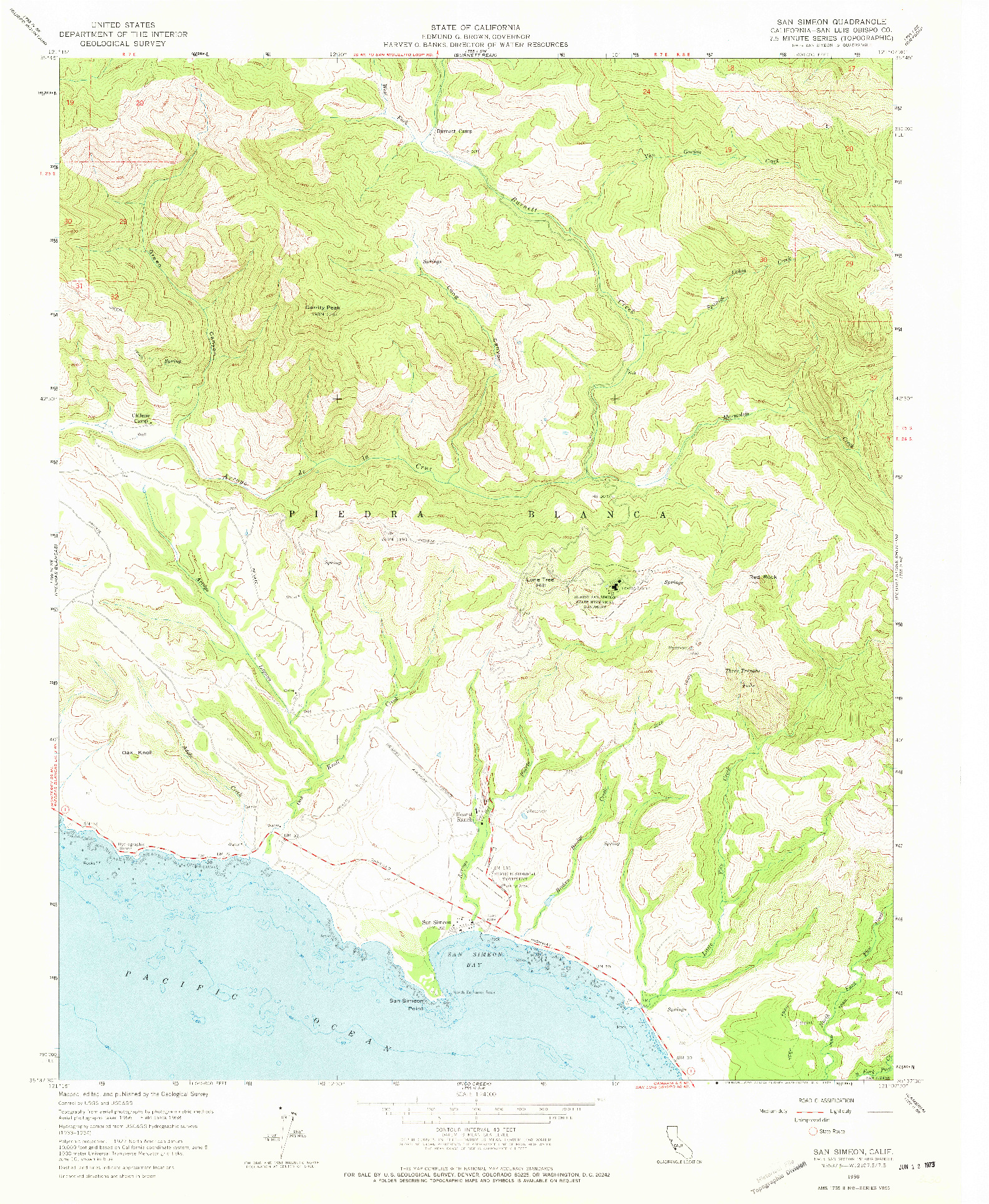 USGS 1:24000-SCALE QUADRANGLE FOR SAN SIMEON, CA 1958