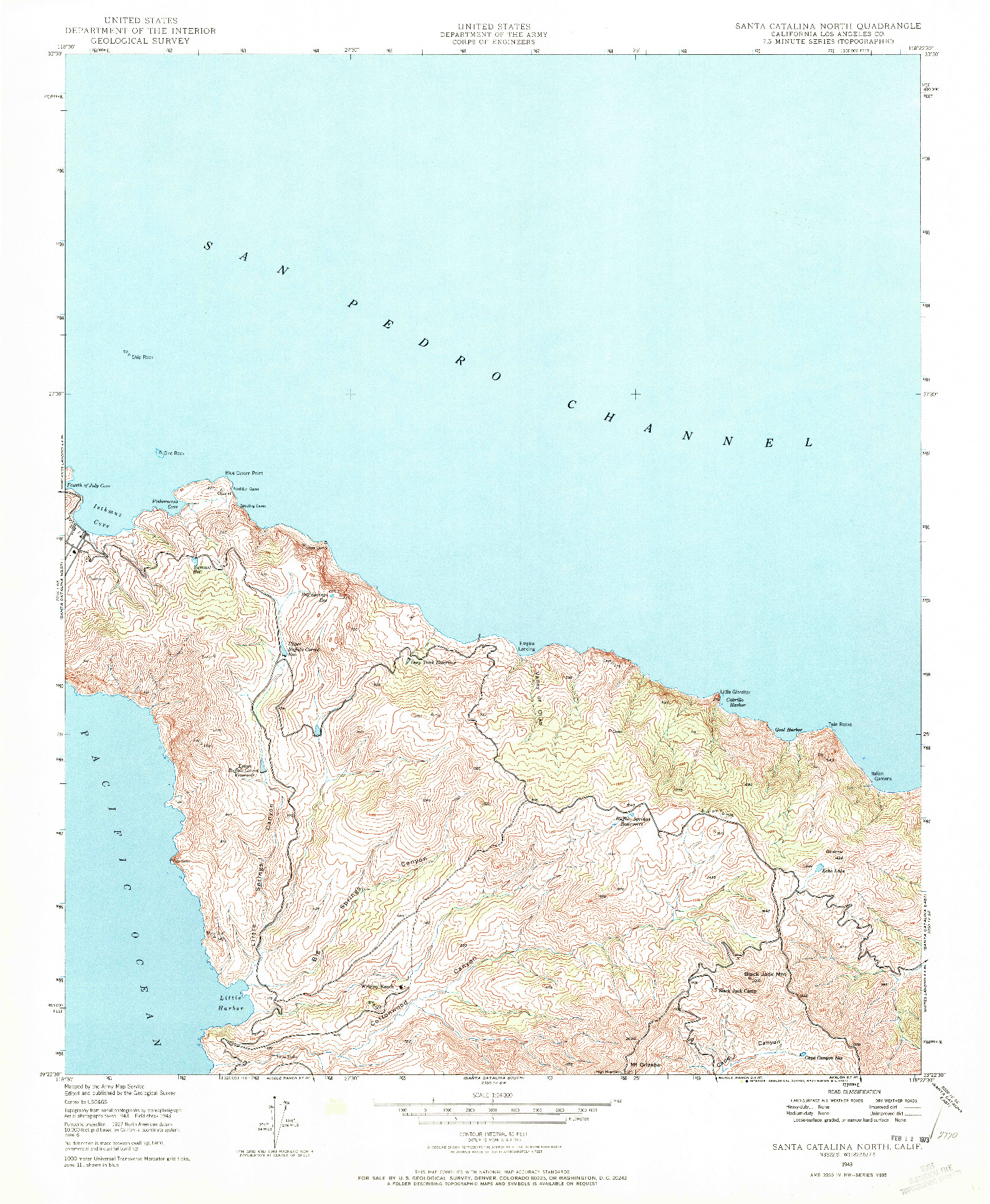 USGS 1:24000-SCALE QUADRANGLE FOR SANTA CATALINA NORTH, CA 1943