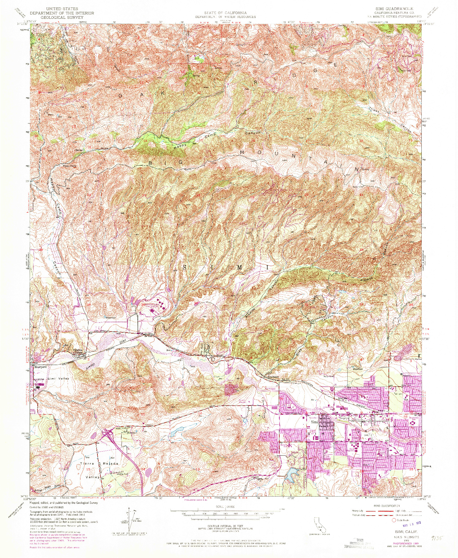 USGS 1:24000-SCALE QUADRANGLE FOR SIMI, CA 1951