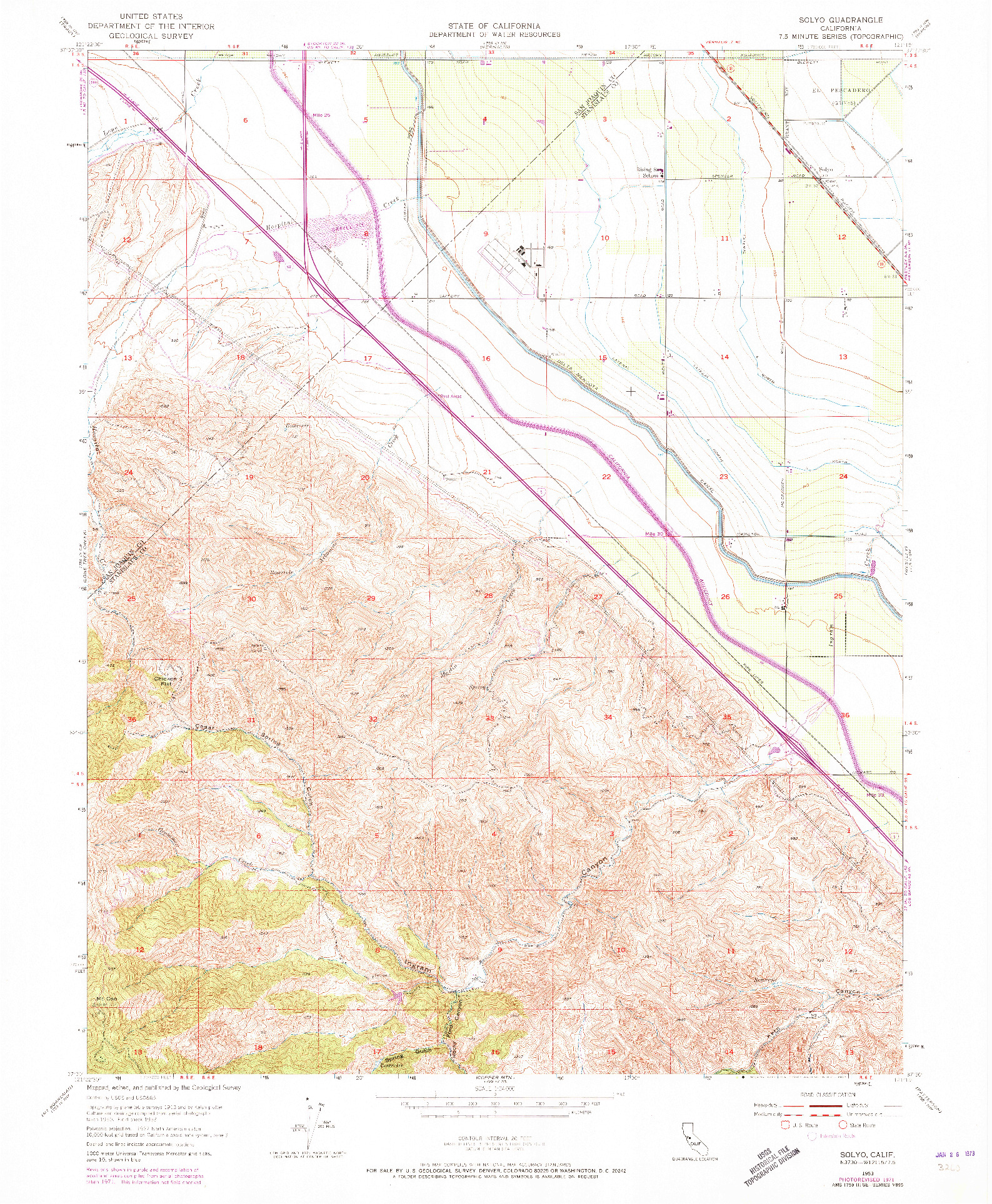 USGS 1:24000-SCALE QUADRANGLE FOR SOLYO, CA 1953
