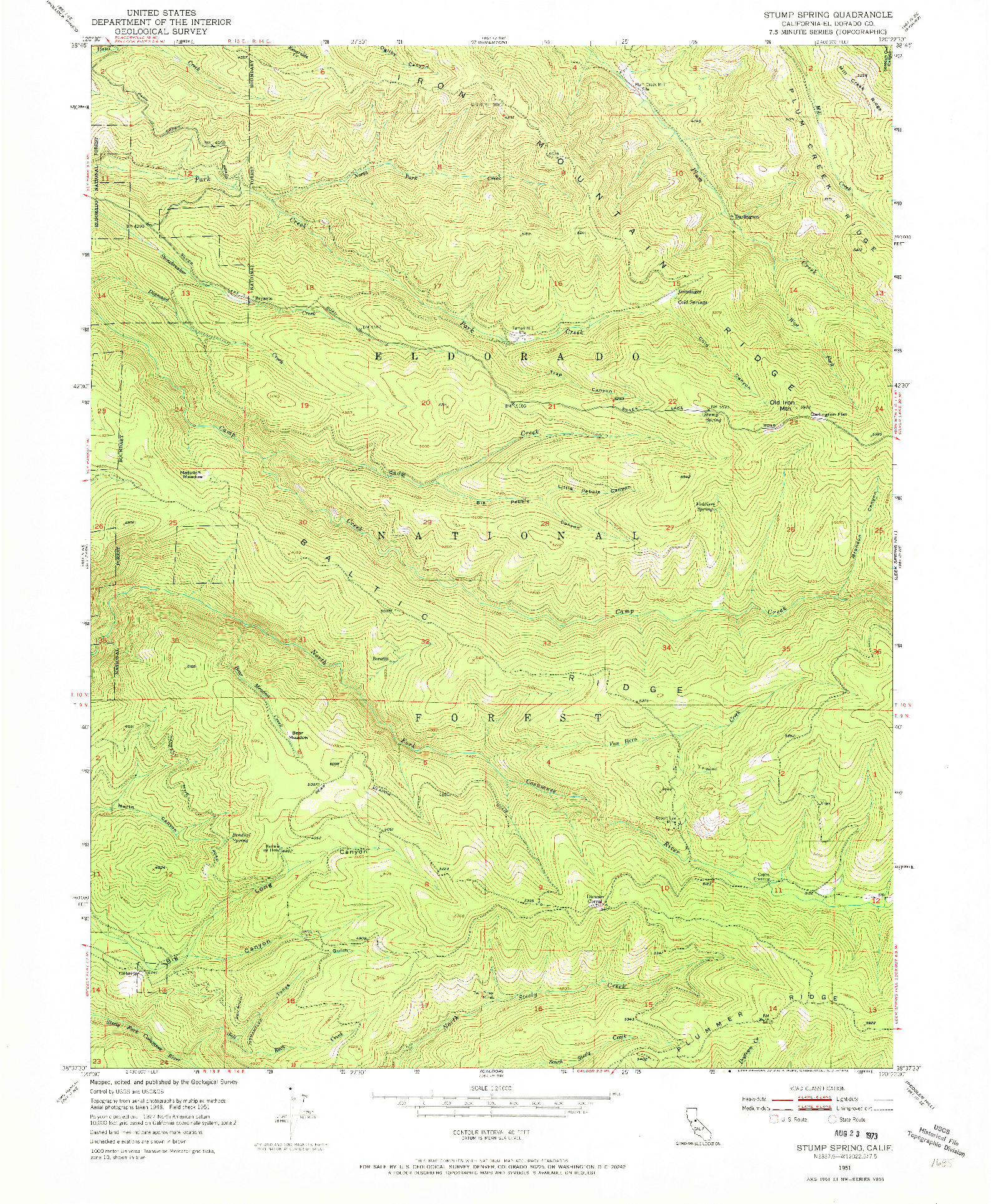 USGS 1:24000-SCALE QUADRANGLE FOR STUMP SPRING, CA 1951