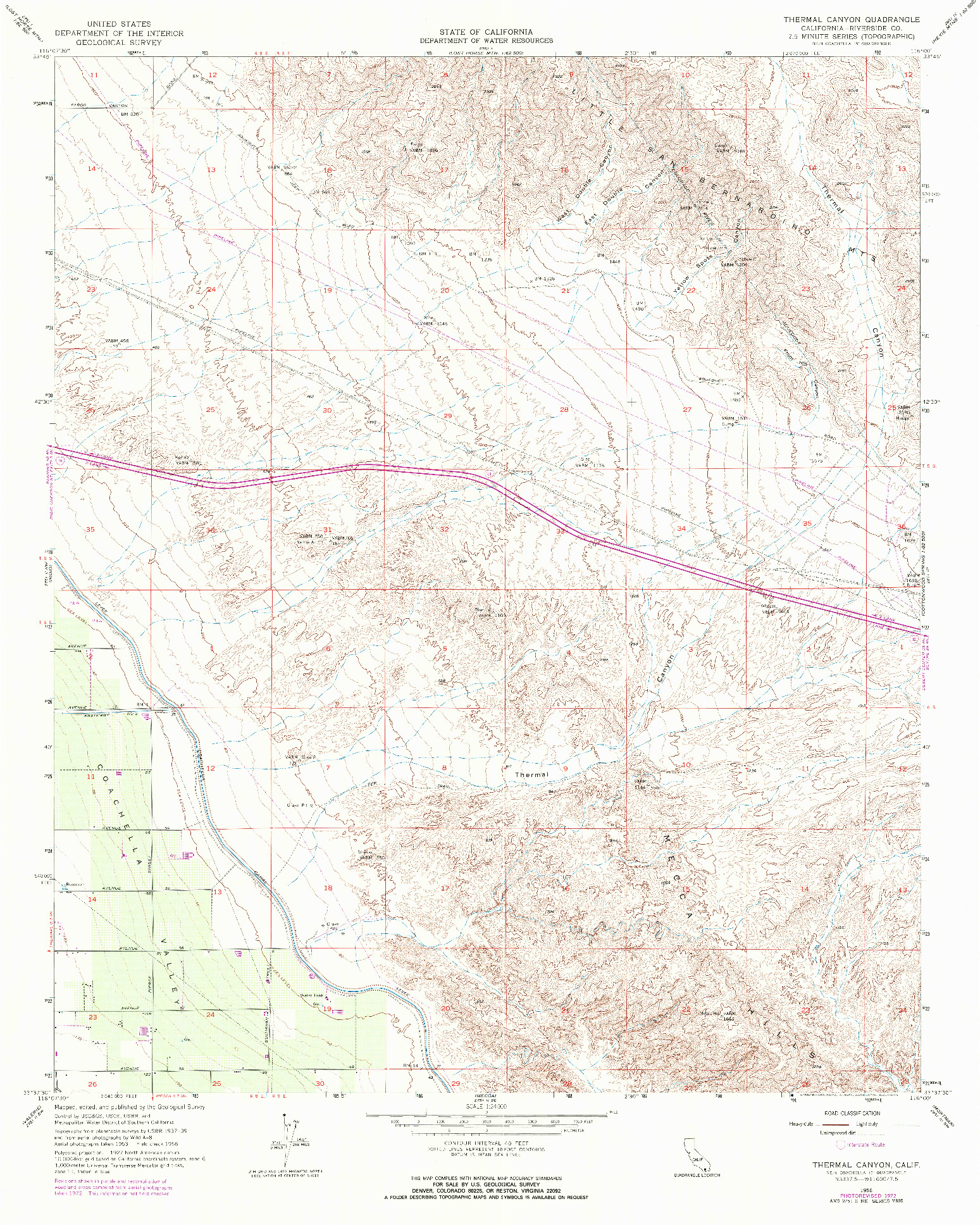 USGS 1:24000-SCALE QUADRANGLE FOR THERMAL CANYON, CA 1956