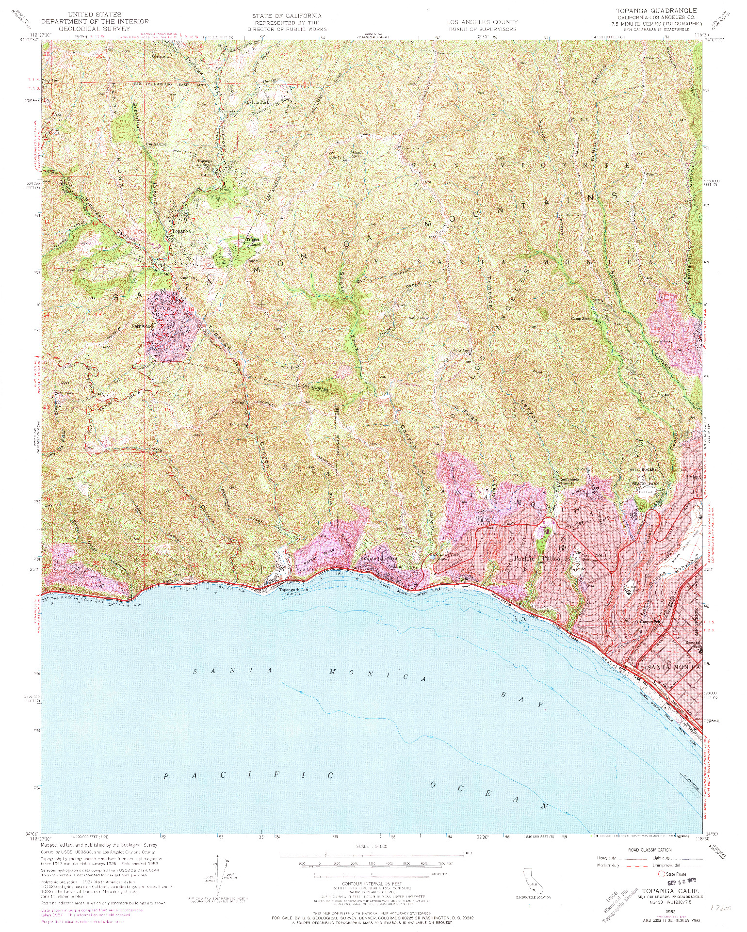 USGS 1:24000-SCALE QUADRANGLE FOR TOPANGA, CA 1952