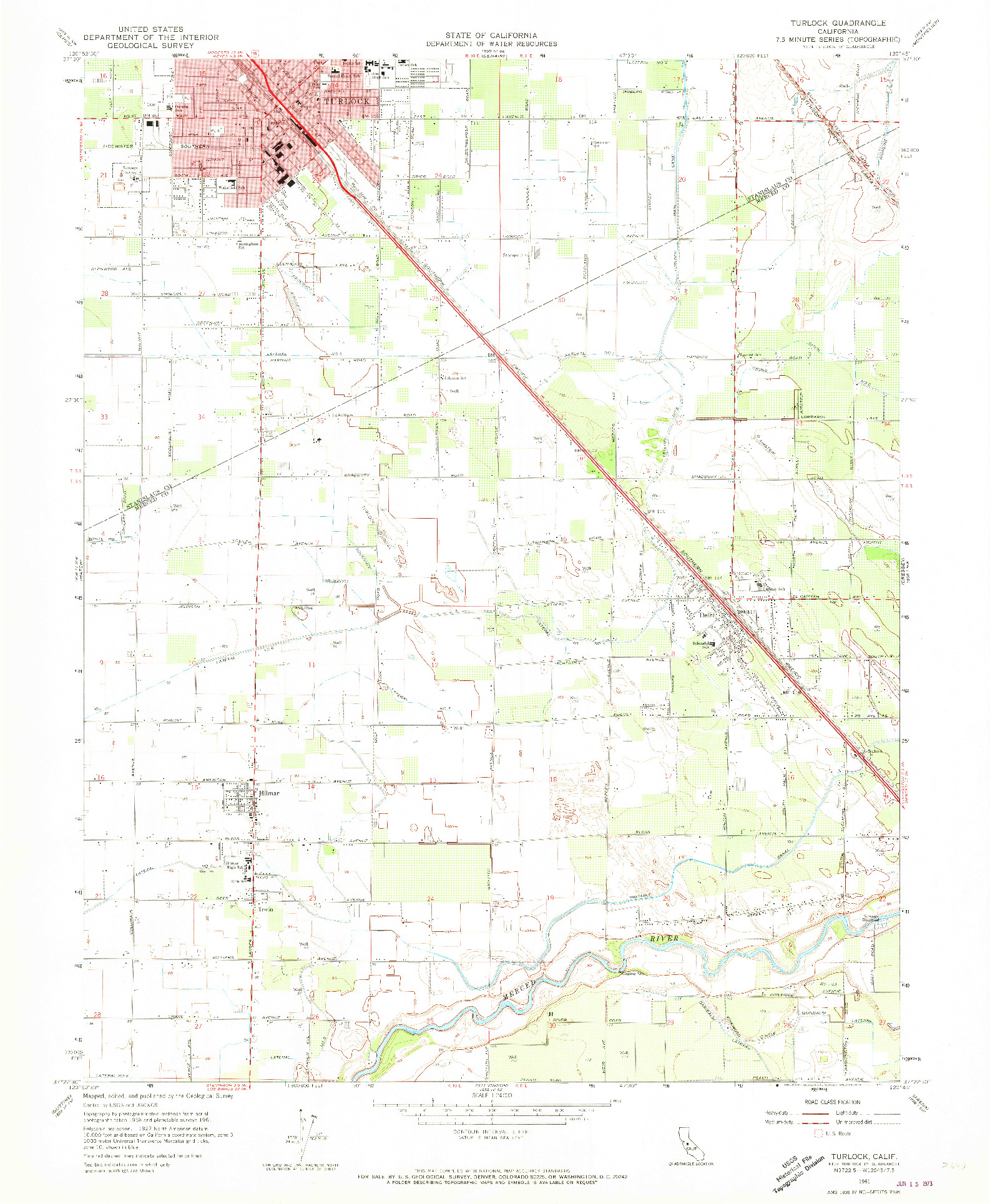 USGS 1:24000-SCALE QUADRANGLE FOR TURLOCK, CA 1961