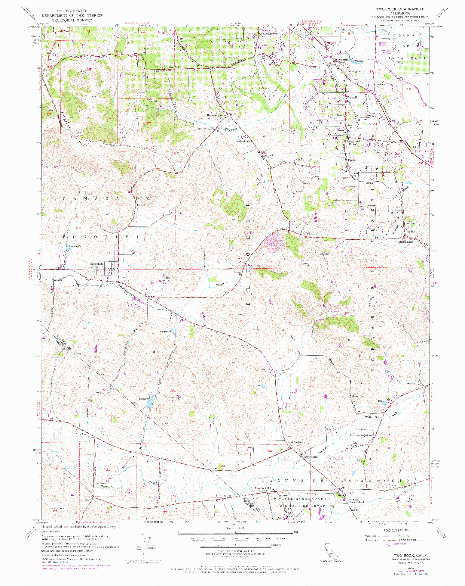 USGS 1:24000-SCALE QUADRANGLE FOR TWO ROCK, CA 1954