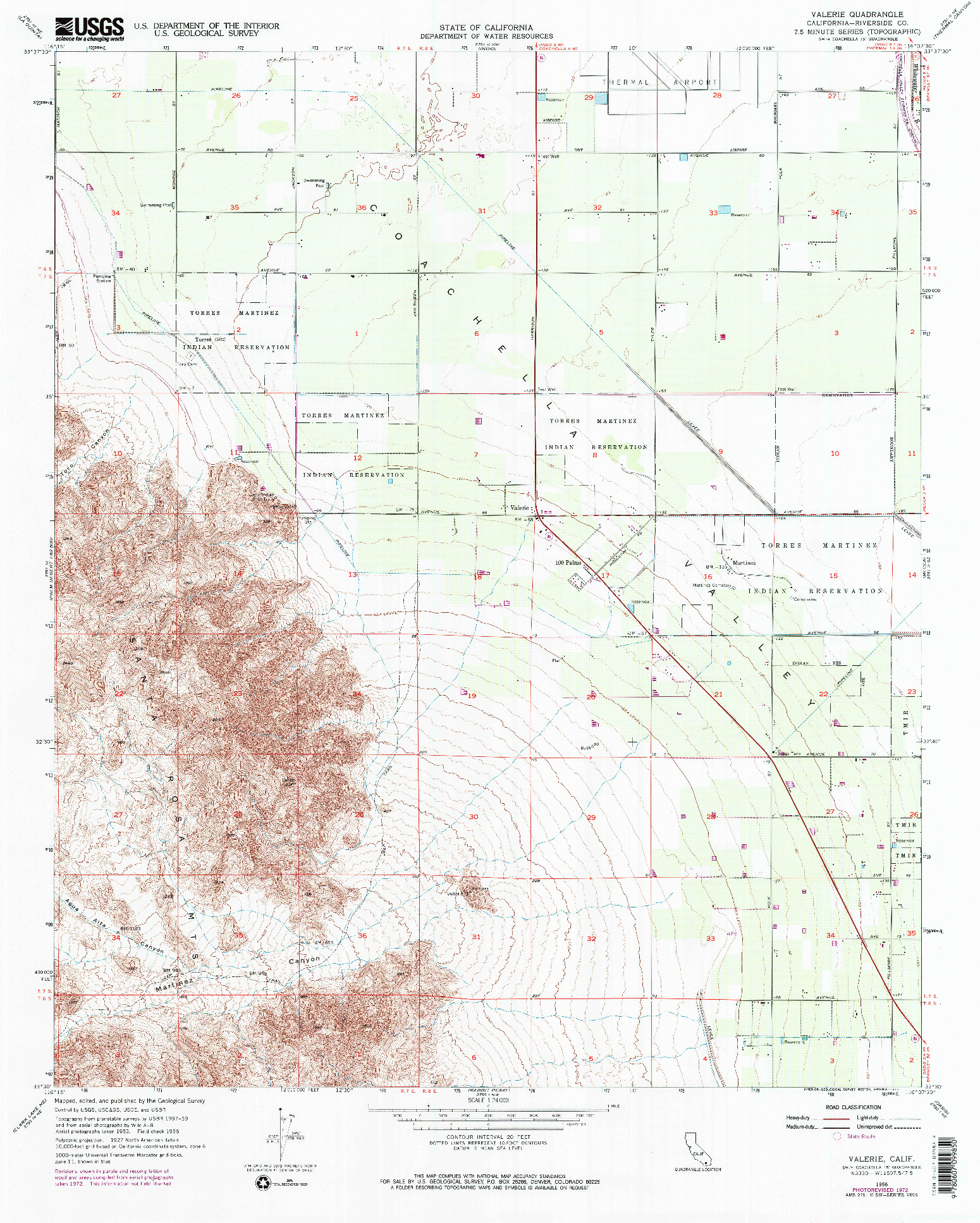 USGS 1:24000-SCALE QUADRANGLE FOR VALERIE, CA 1956