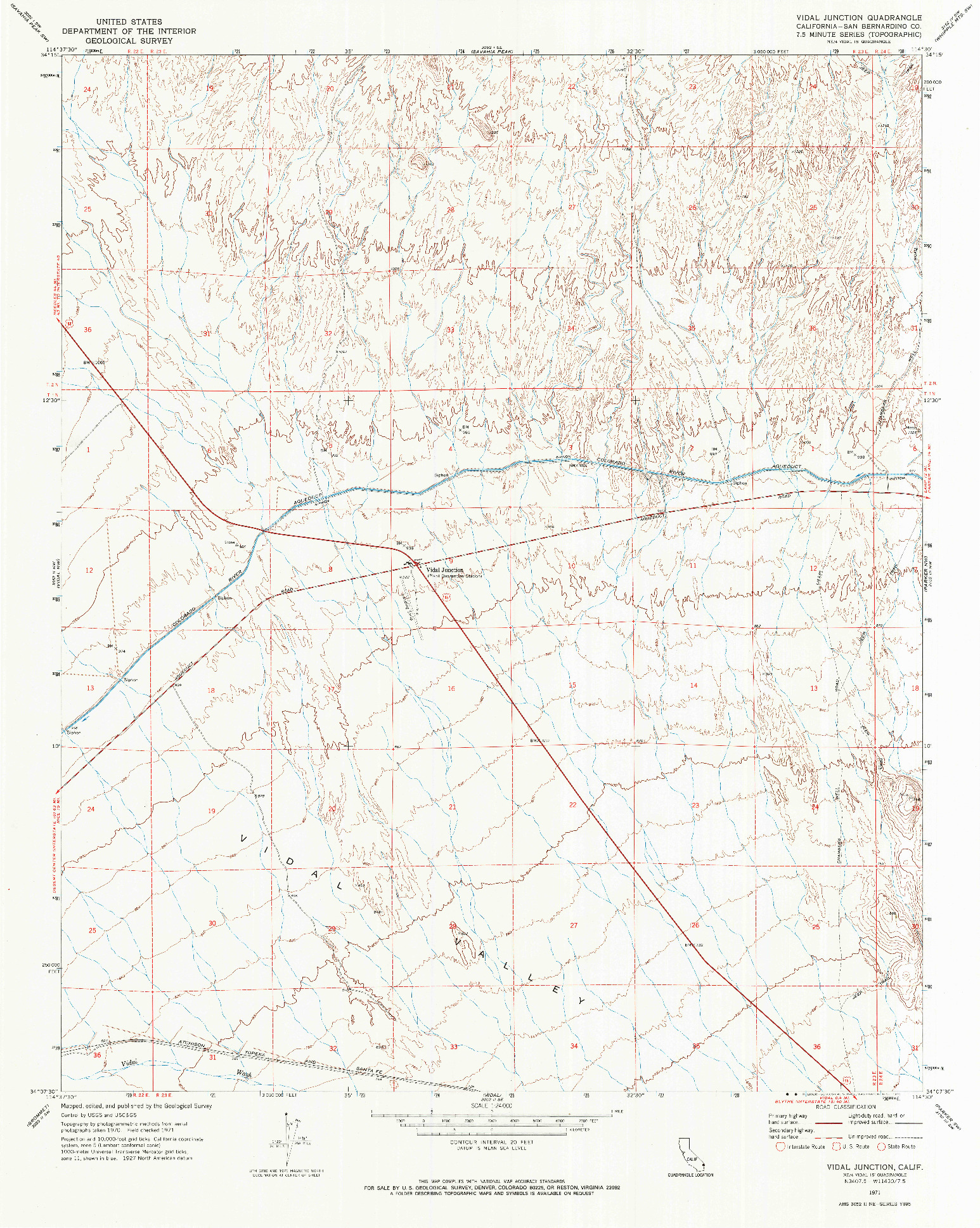 USGS 1:24000-SCALE QUADRANGLE FOR VIDAL JUNCTION, CA 1971