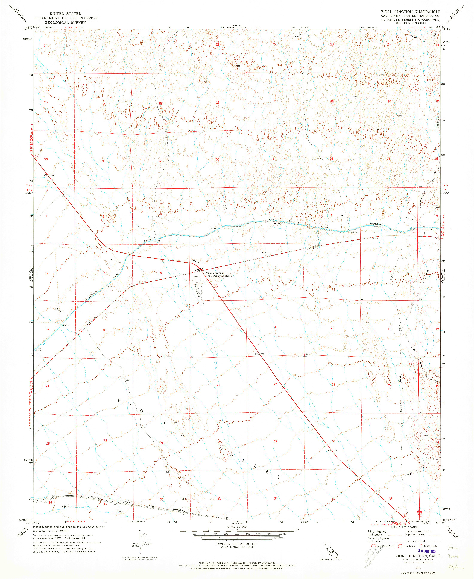 USGS 1:24000-SCALE QUADRANGLE FOR VIDAL JUNCTION, CA 1971