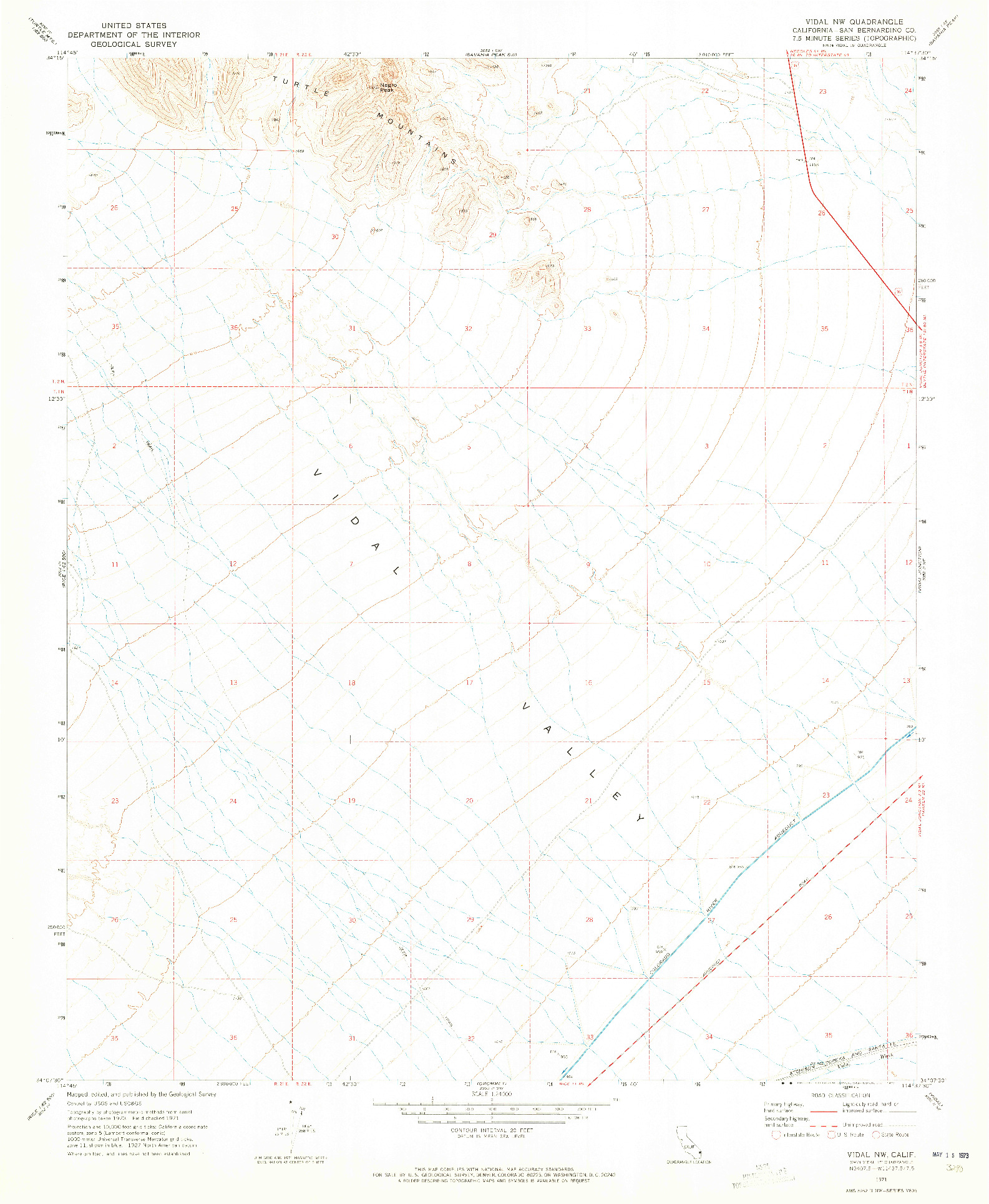 USGS 1:24000-SCALE QUADRANGLE FOR VIDAL NW, CA 1971