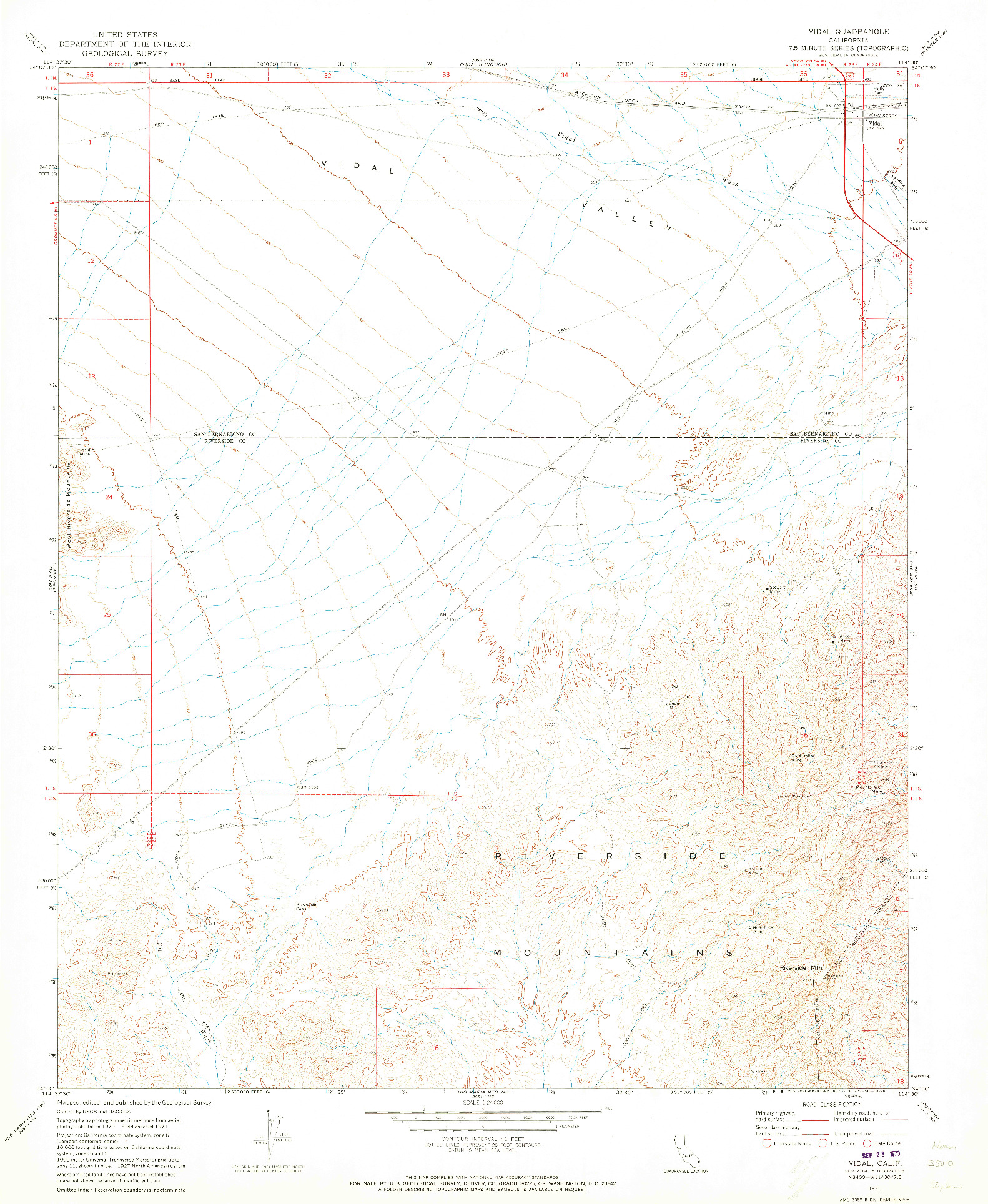 USGS 1:24000-SCALE QUADRANGLE FOR VIDAL, CA 1971