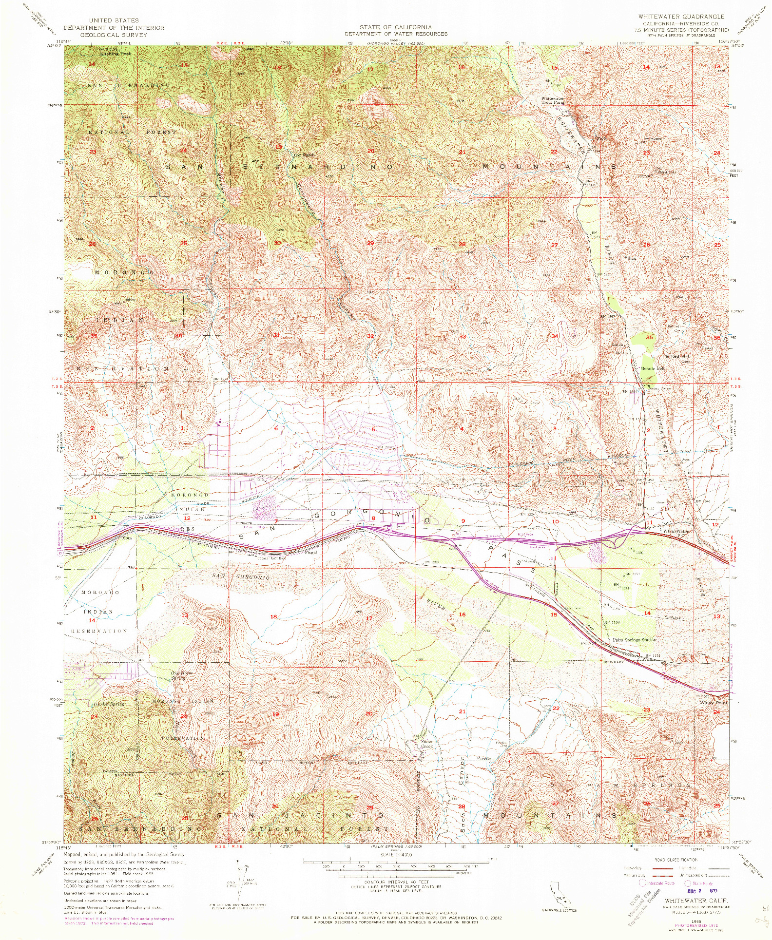 USGS 1:24000-SCALE QUADRANGLE FOR WHITEWATER, CA 1955