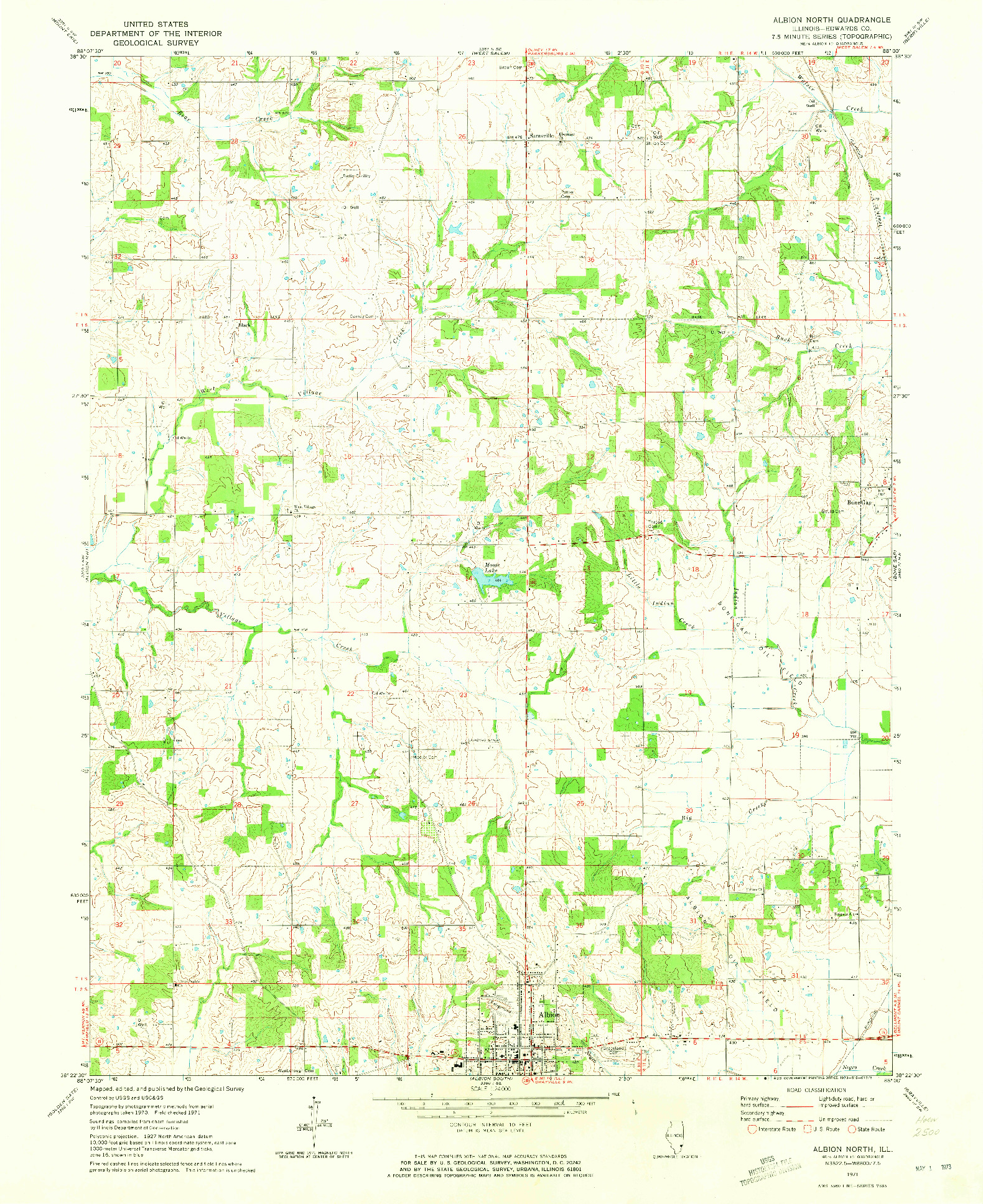 USGS 1:24000-SCALE QUADRANGLE FOR ALBION NORTH, IL 1971