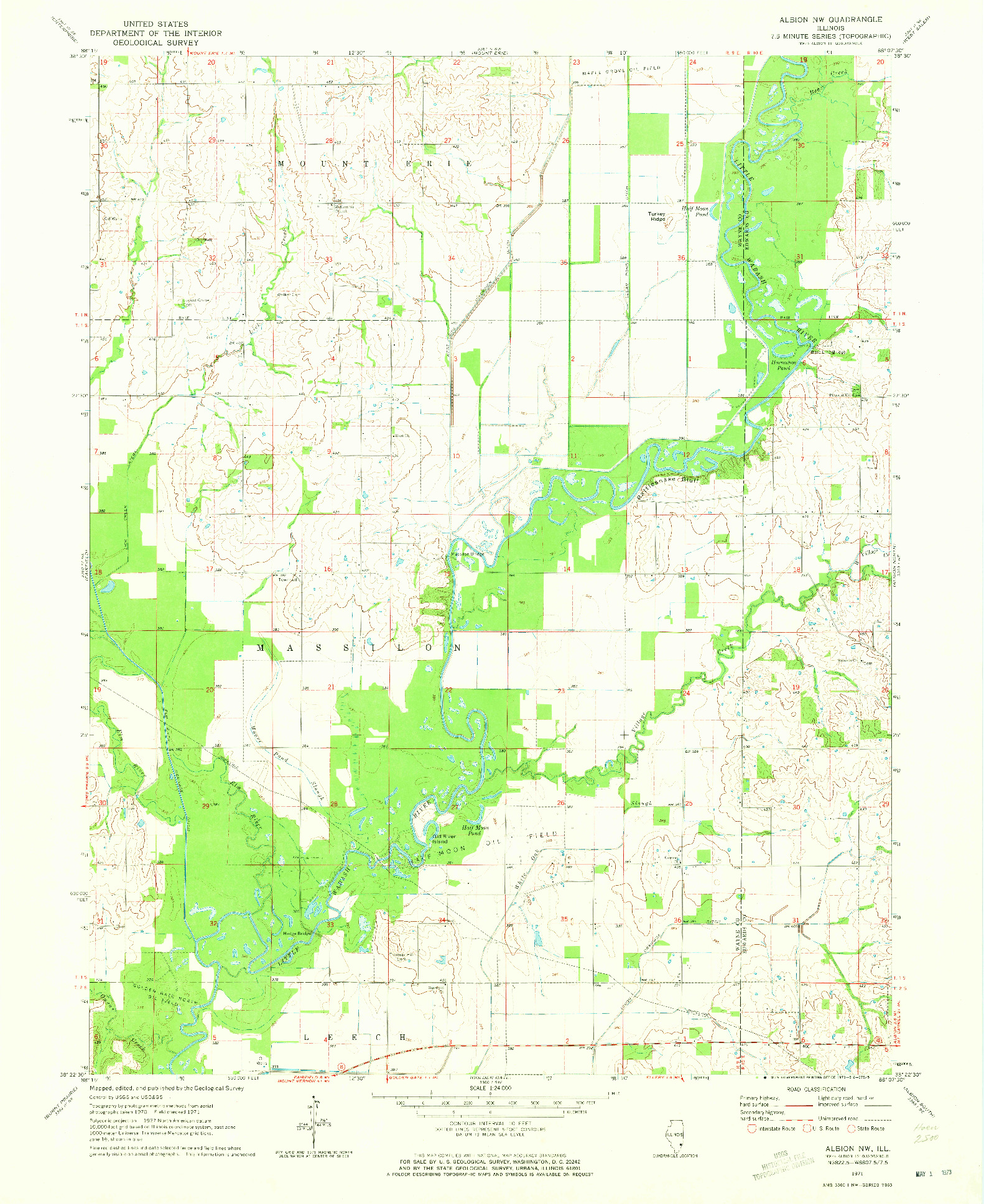 USGS 1:24000-SCALE QUADRANGLE FOR ALBION NW, IL 1971