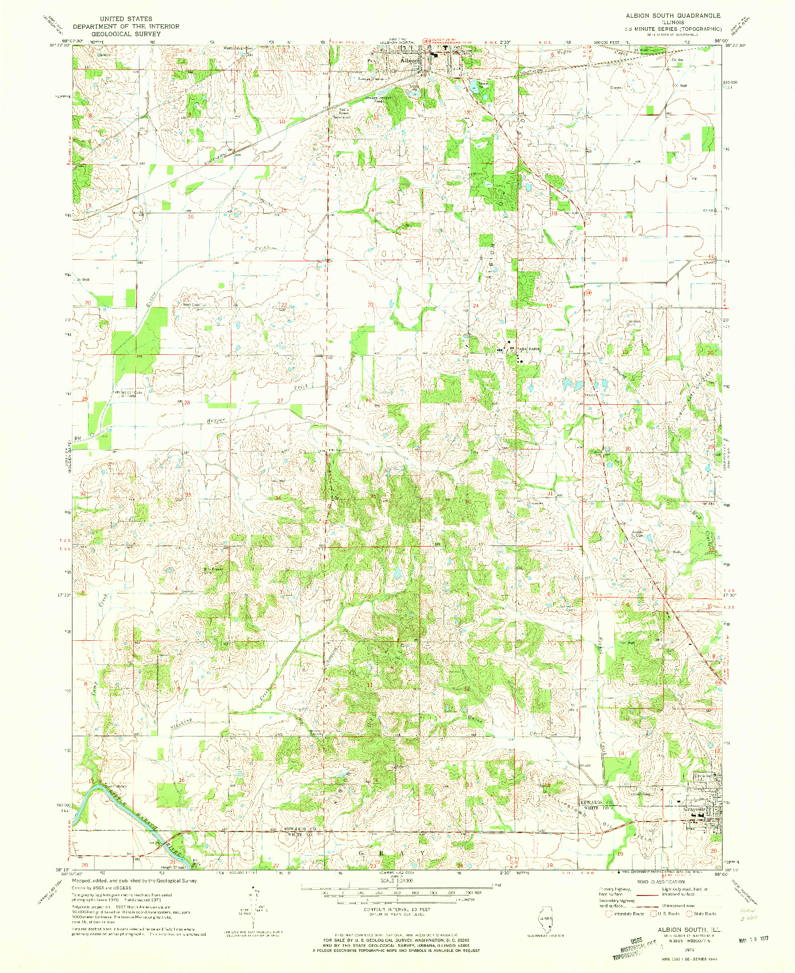 USGS 1:24000-SCALE QUADRANGLE FOR ALBION SOUTH, IL 1971