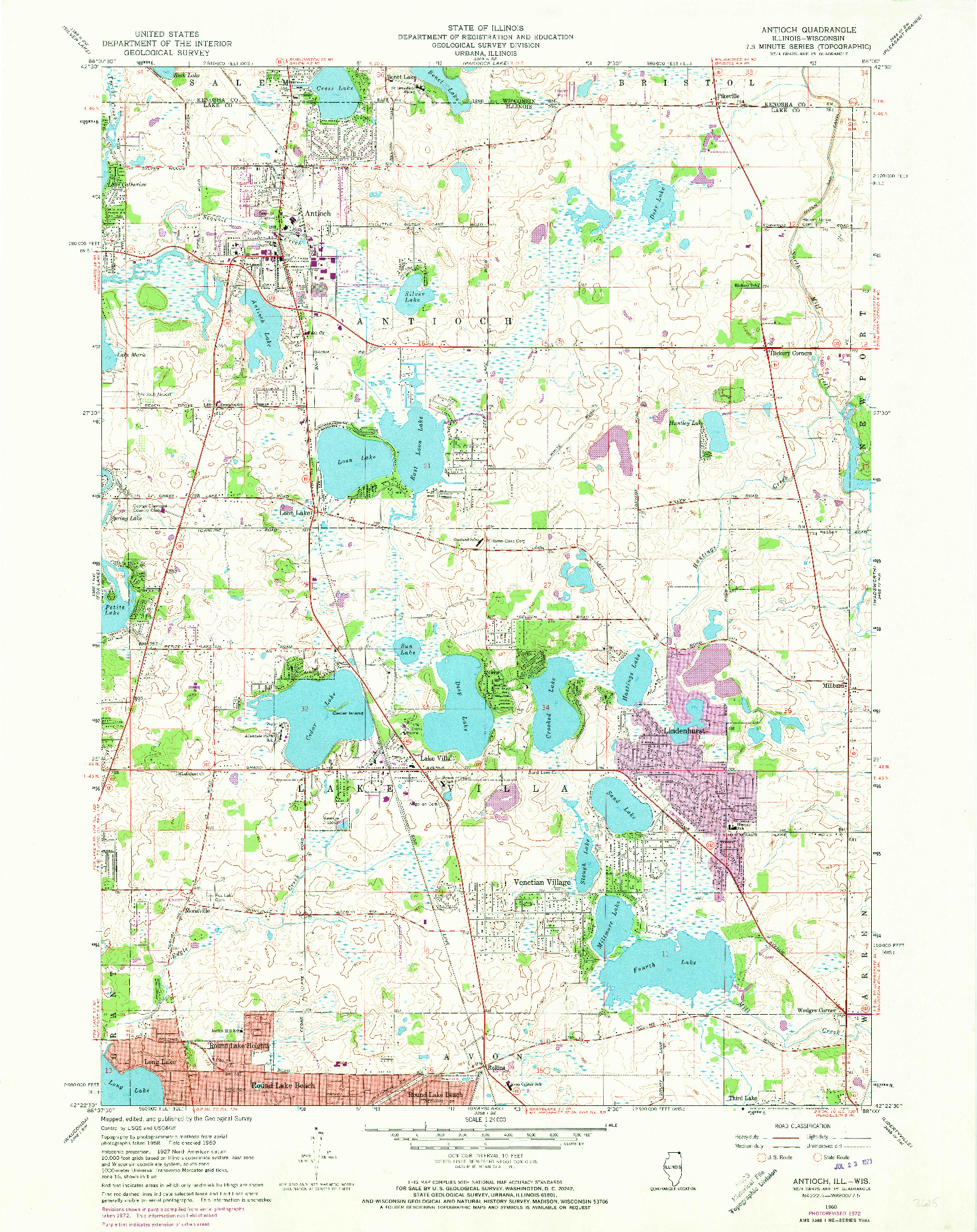 USGS 1:24000-SCALE QUADRANGLE FOR ANTIOCH, IL 1960