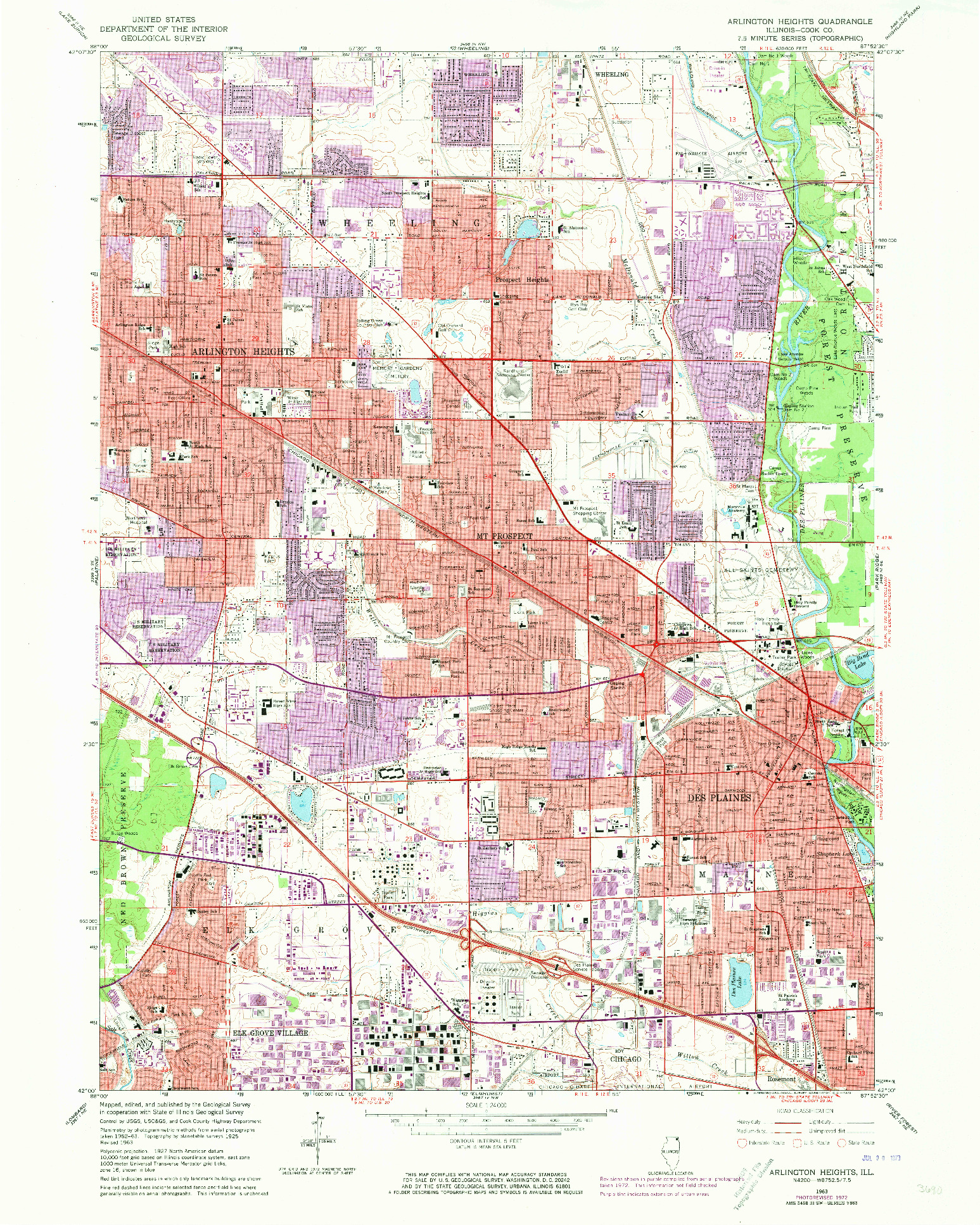 USGS 1:24000-SCALE QUADRANGLE FOR ARLINGTON HEIGHTS, IL 1962