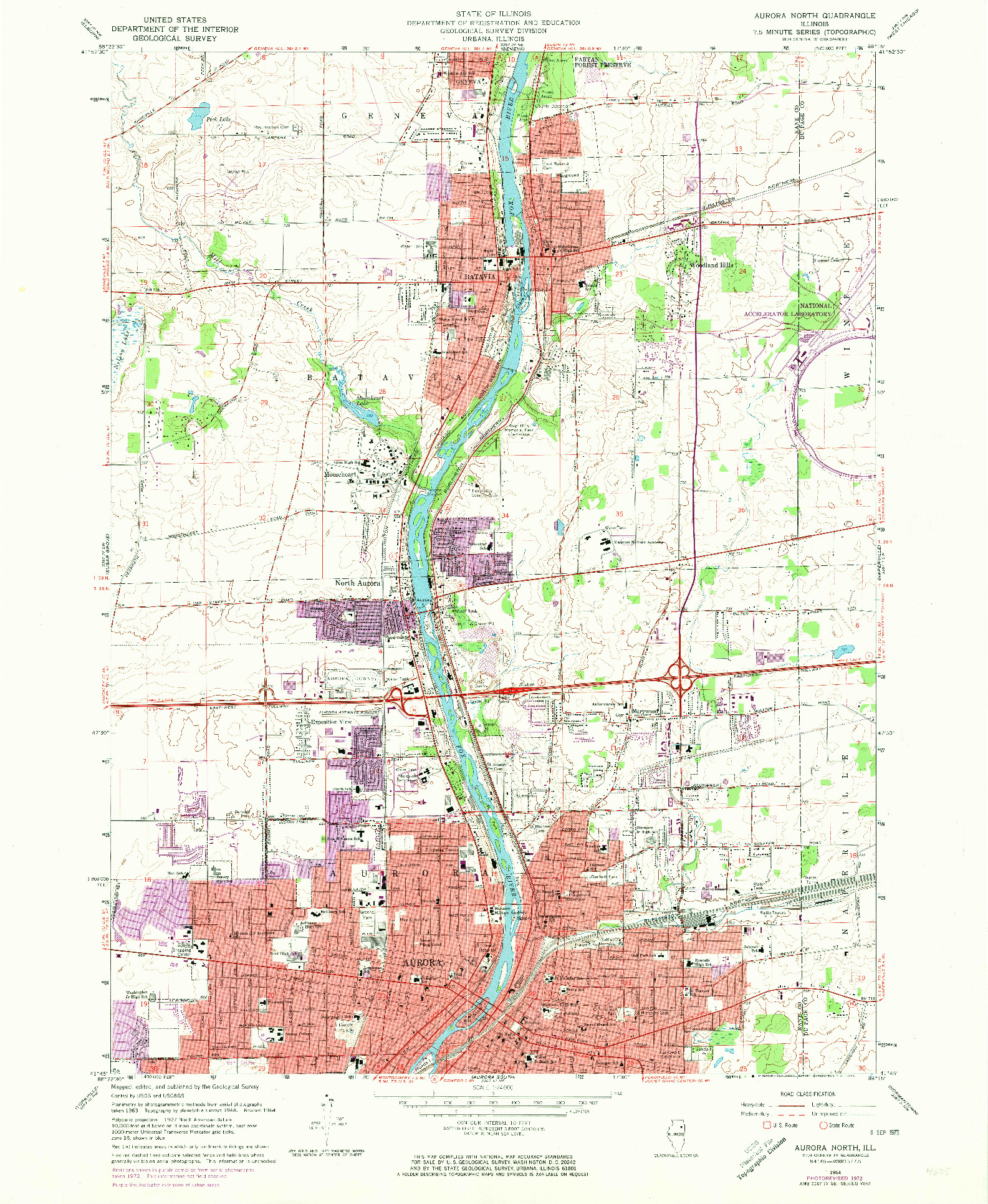 USGS 1:24000-SCALE QUADRANGLE FOR AURORA NORTH, IL 1964