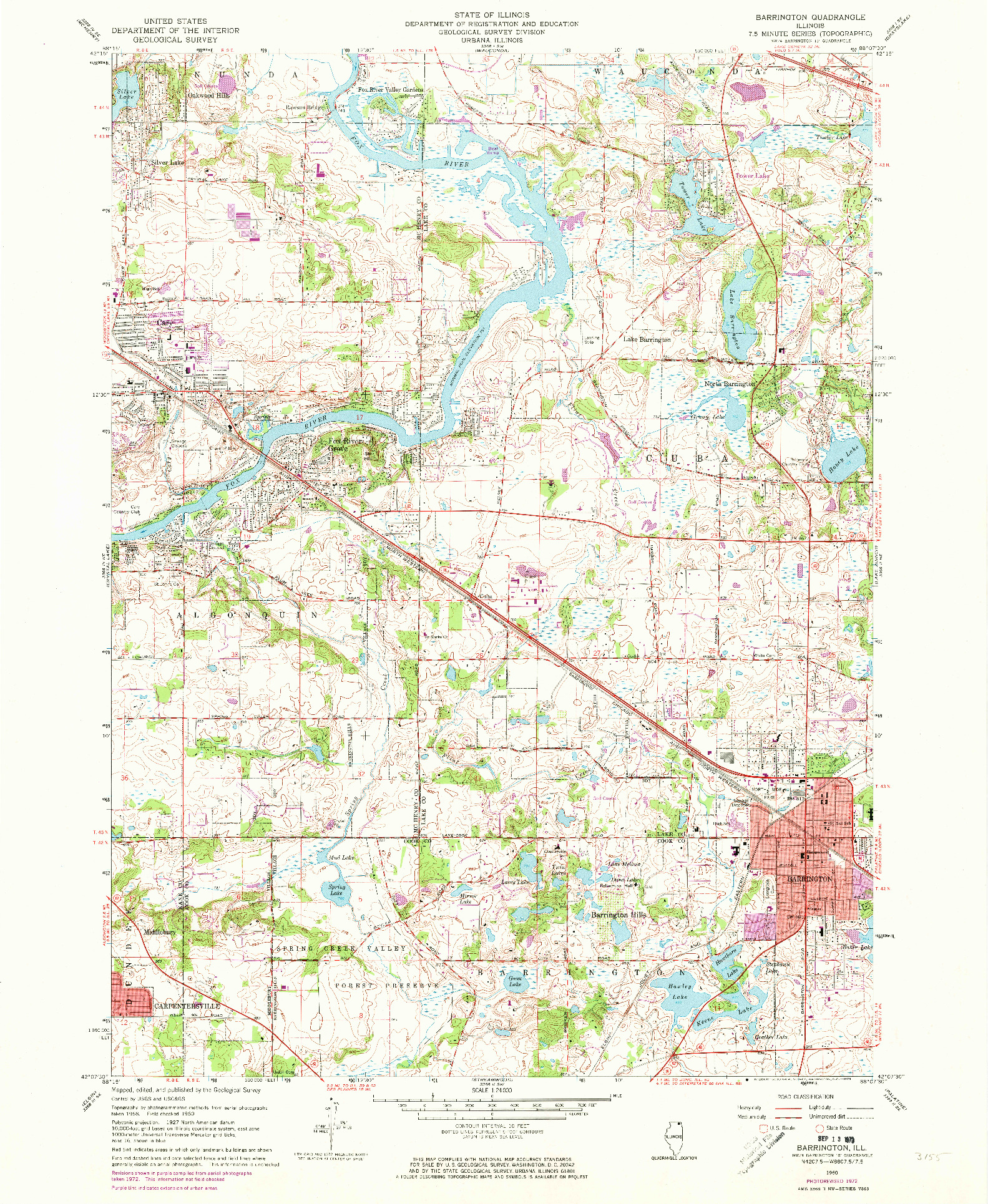 USGS 1:24000-SCALE QUADRANGLE FOR BARRINGTON, IL 1960