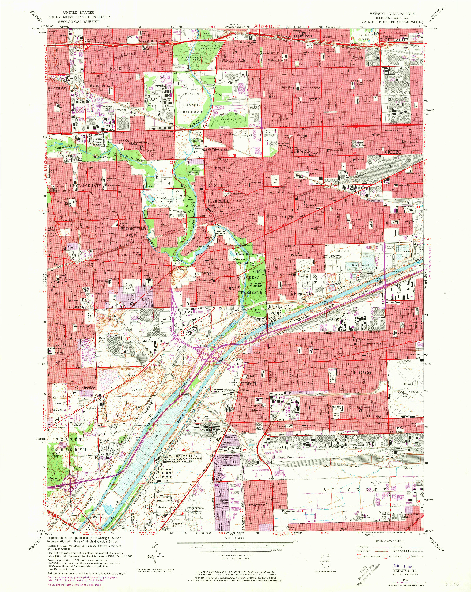 USGS 1:24000-SCALE QUADRANGLE FOR BERWYN, IL 1963
