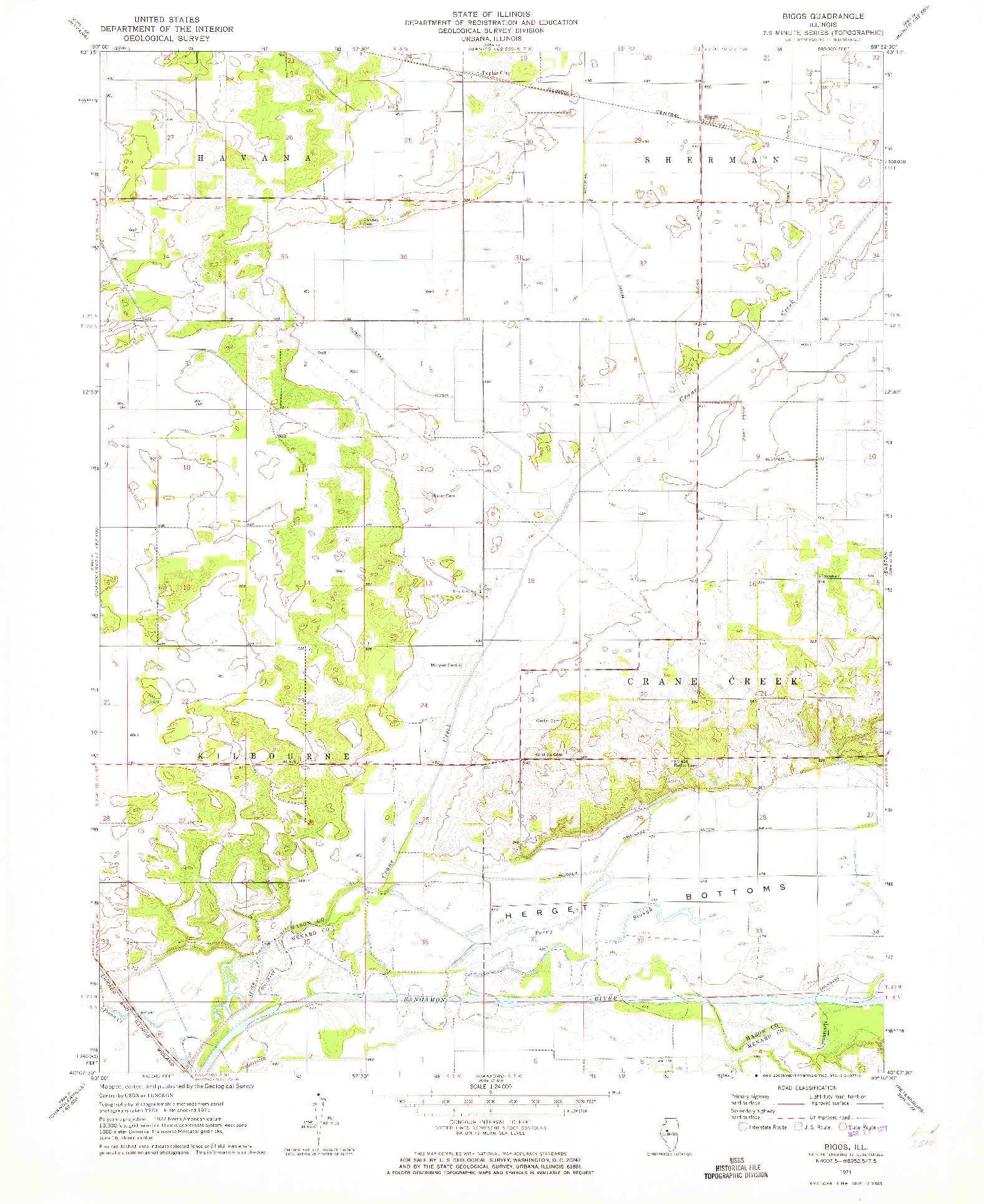 USGS 1:24000-SCALE QUADRANGLE FOR BIGGS, IL 1971