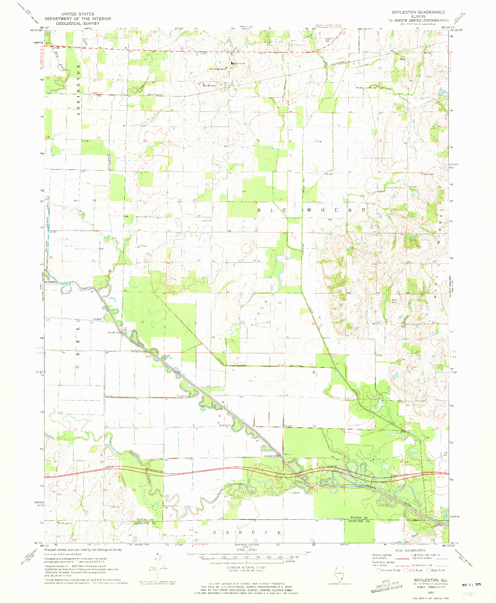 USGS 1:24000-SCALE QUADRANGLE FOR BOYLESTON, IL 1971