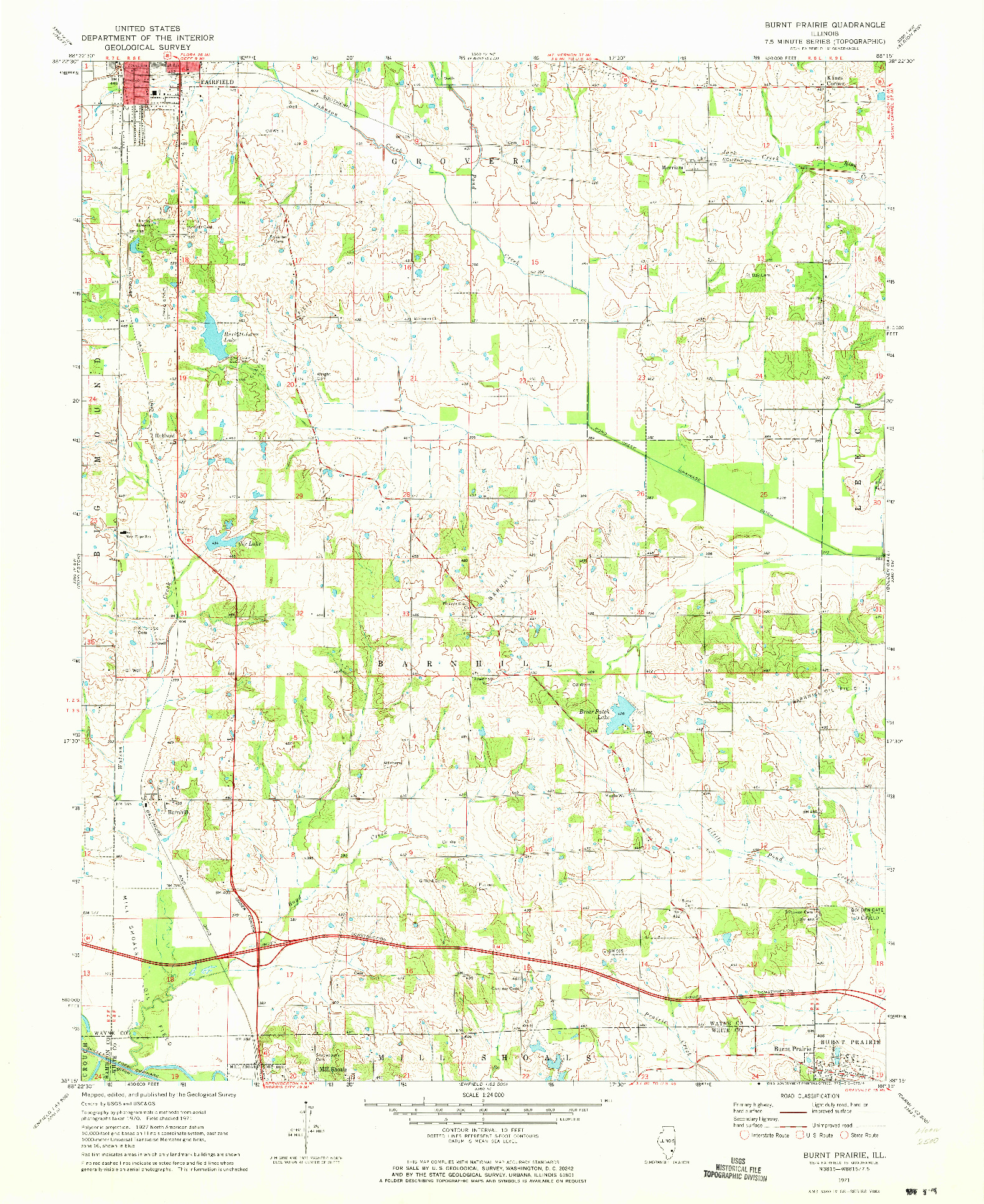 USGS 1:24000-SCALE QUADRANGLE FOR BURNT PRAIRIE, IL 1971