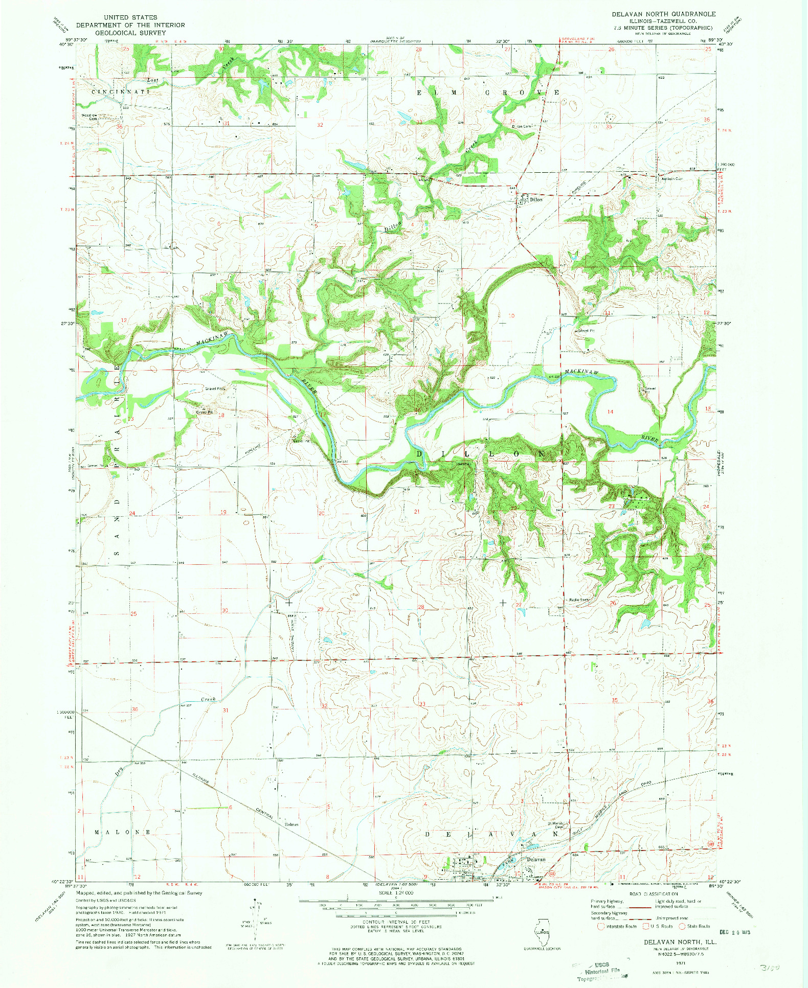 USGS 1:24000-SCALE QUADRANGLE FOR DELAVAN NORTH, IL 1971