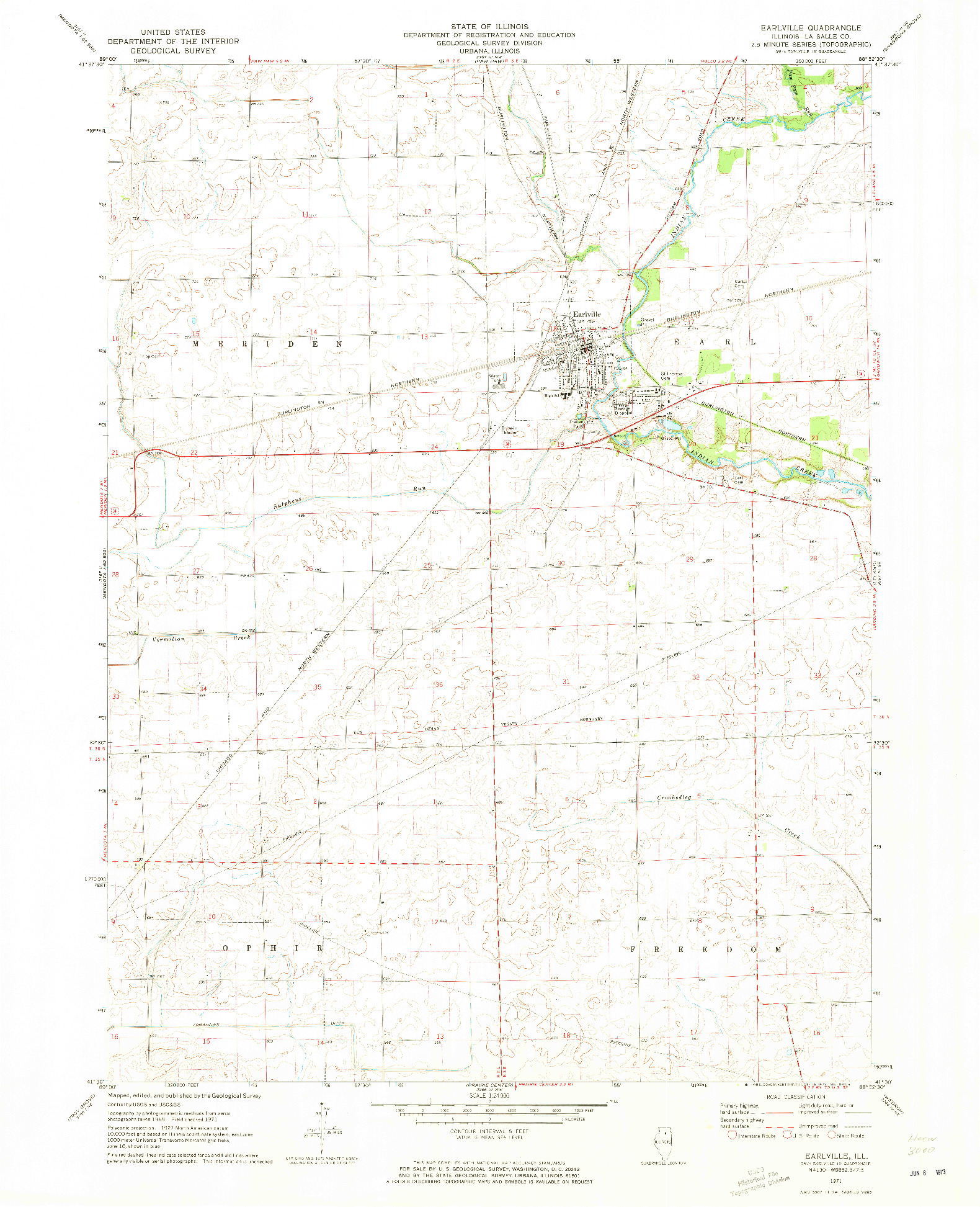 USGS 1:24000-SCALE QUADRANGLE FOR EARLVILLE, IL 1971
