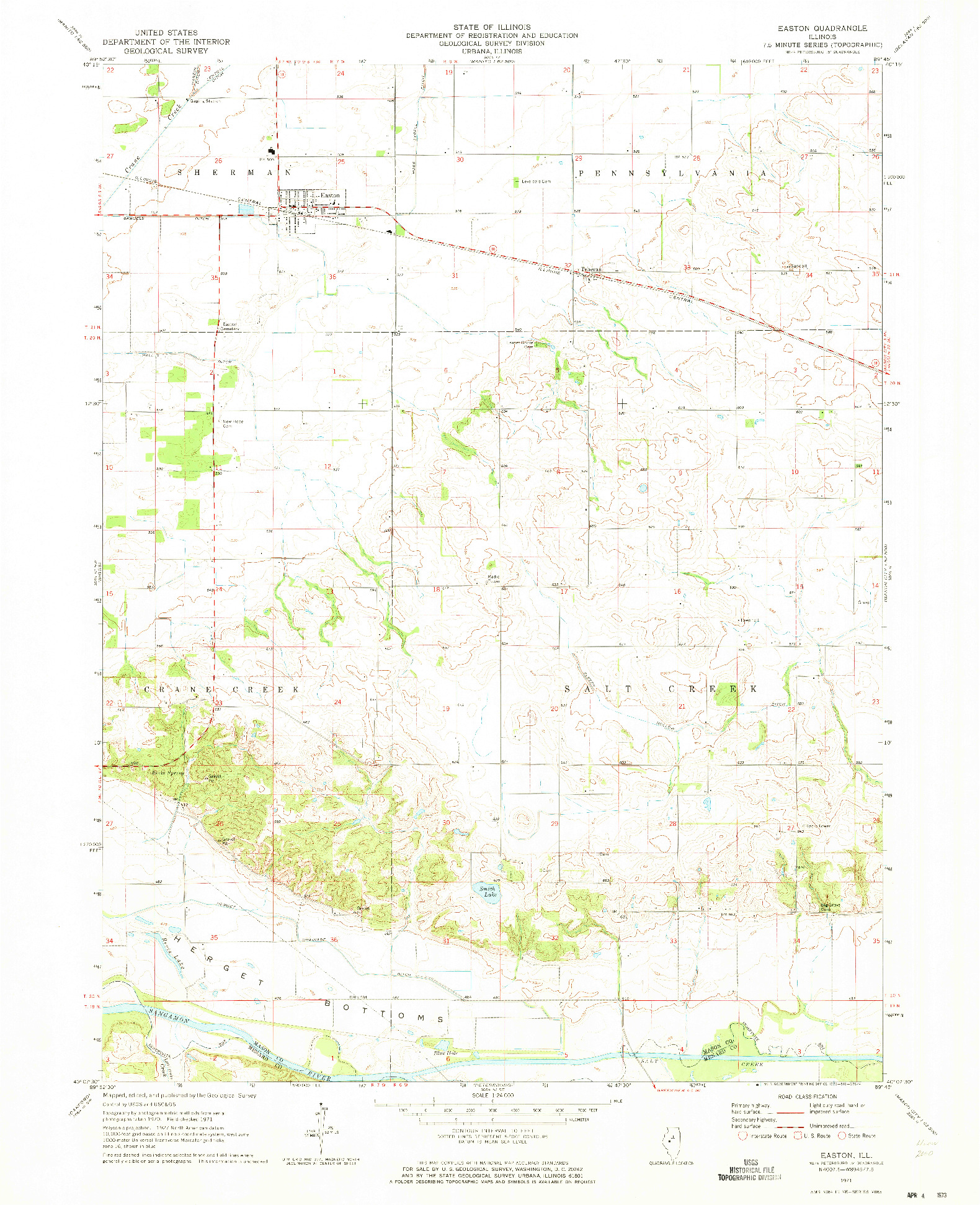 USGS 1:24000-SCALE QUADRANGLE FOR EASTON, IL 1971