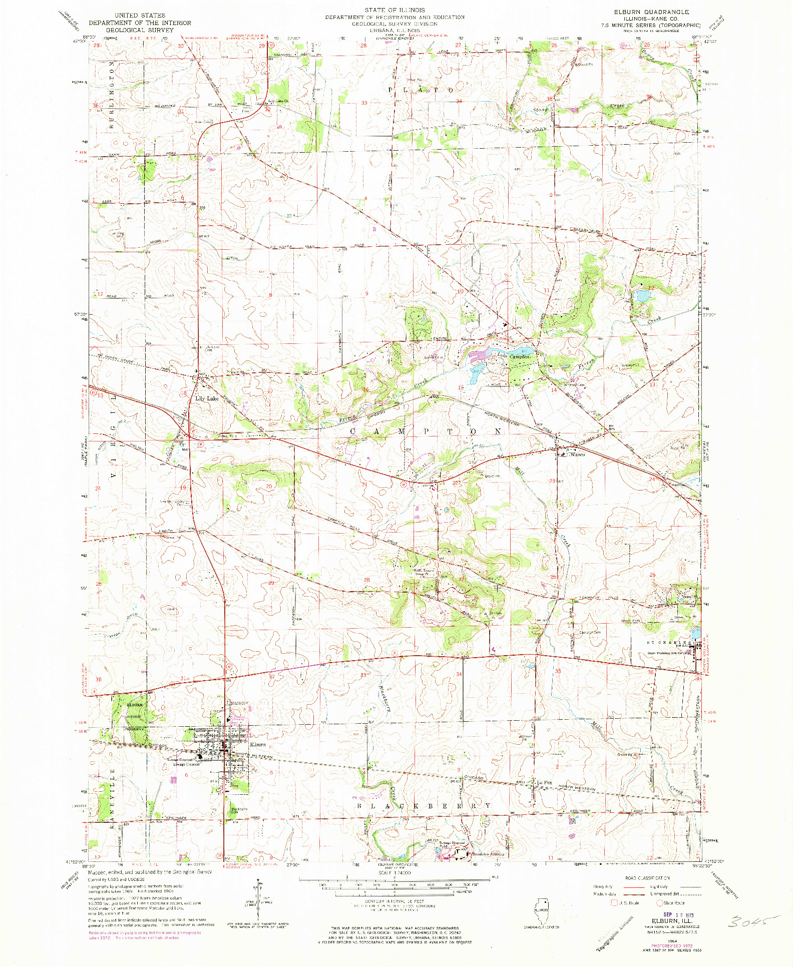 USGS 1:24000-SCALE QUADRANGLE FOR ELBURN, IL 1964