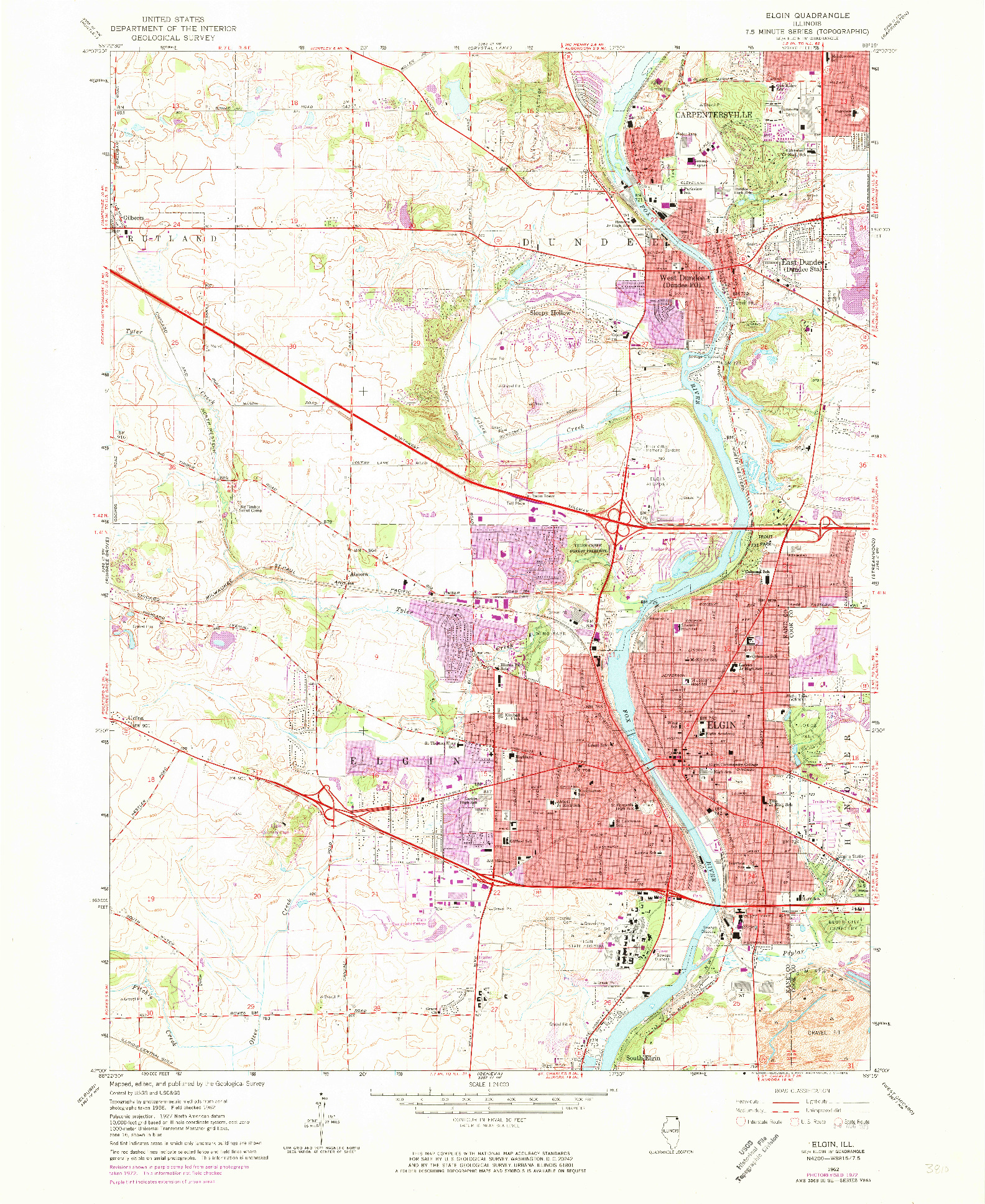 USGS 1:24000-SCALE QUADRANGLE FOR ELGIN, IL 1962