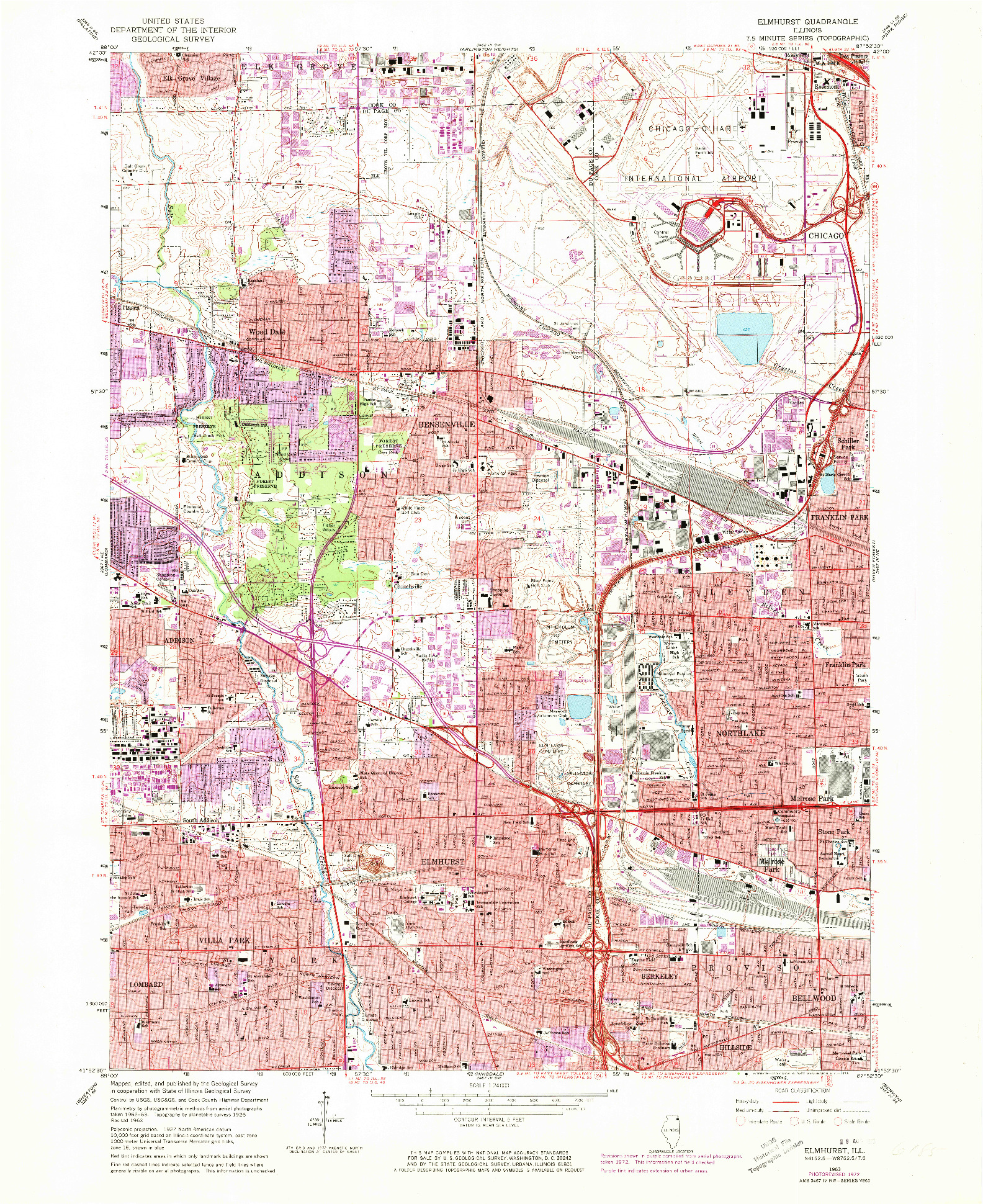 USGS 1:24000-SCALE QUADRANGLE FOR ELMHURST, IL 1963