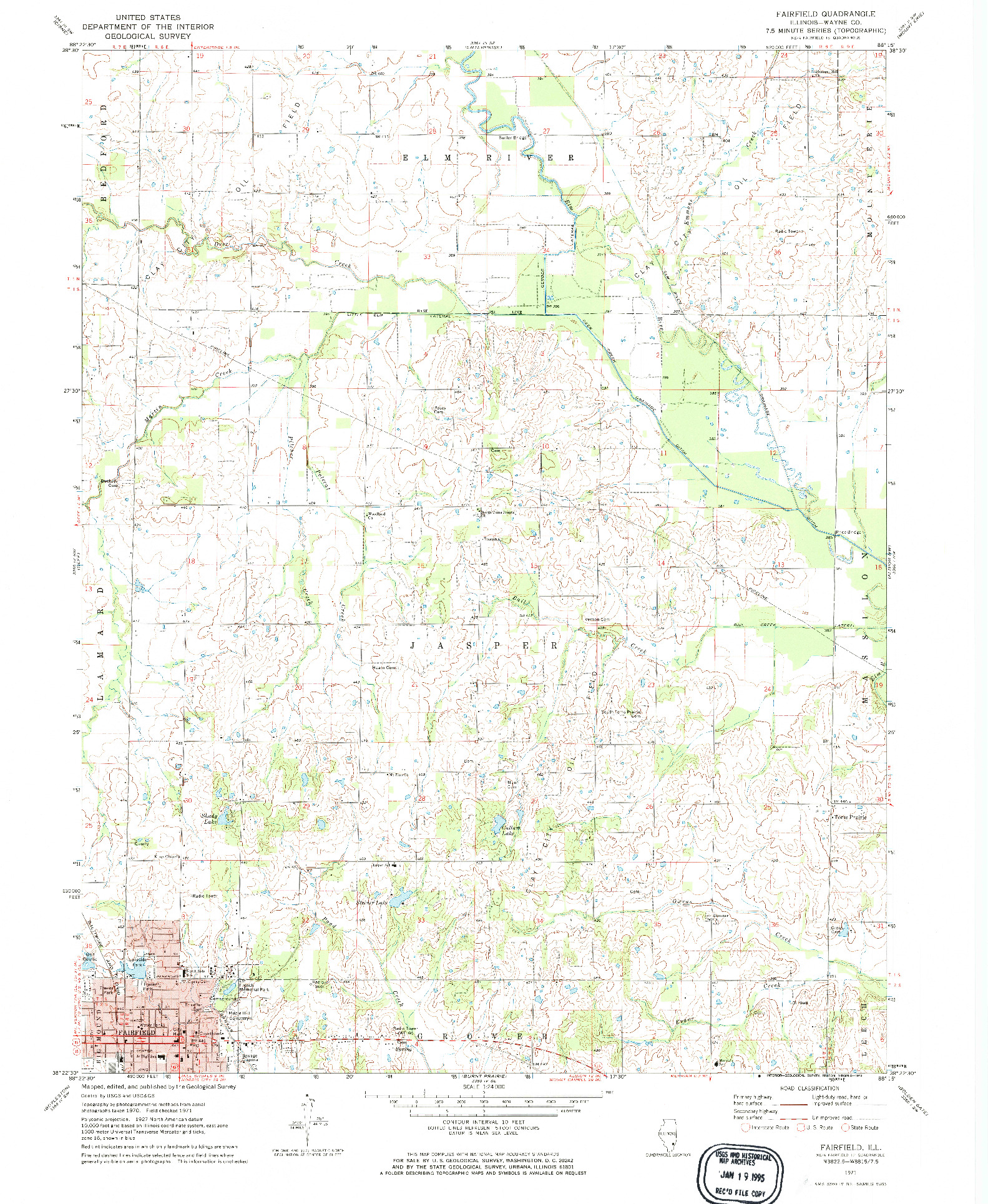 USGS 1:24000-SCALE QUADRANGLE FOR FAIRFIELD, IL 1971